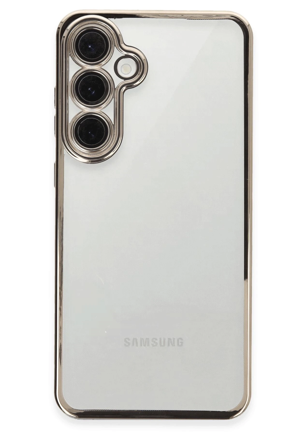 Newface Samsung Galaxy S24 FE Kılıf Razer Lensli Silikon - Titanyum Gri