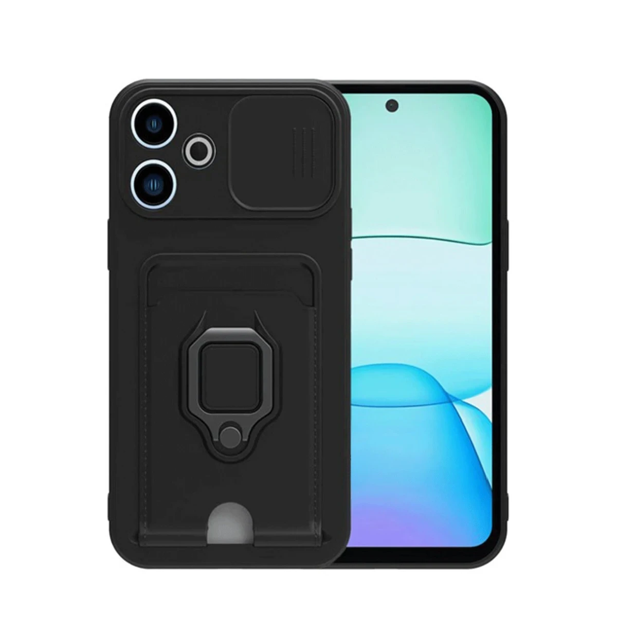 Newface Xiaomi Redmi 13 4G Kılıf Zuma Kartvizitli Yüzüklü Silikon - Siyah — görsel 5