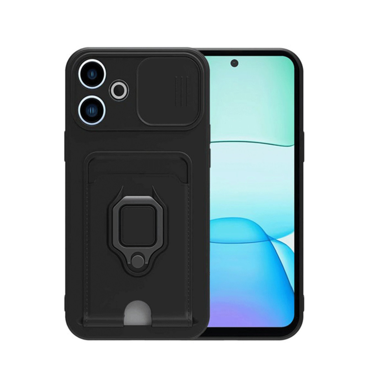 Newface Xiaomi Redmi 13 4G Kılıf Zuma Kartvizitli Yüzüklü Silikon - Siyah — görsel 9