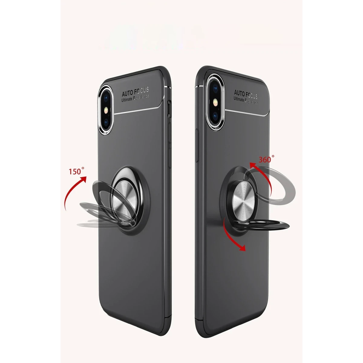 Newface Apple iPhone XS Max Kılıf Range Yüzüklü Silikon - Siyah-Mavi — görsel 6