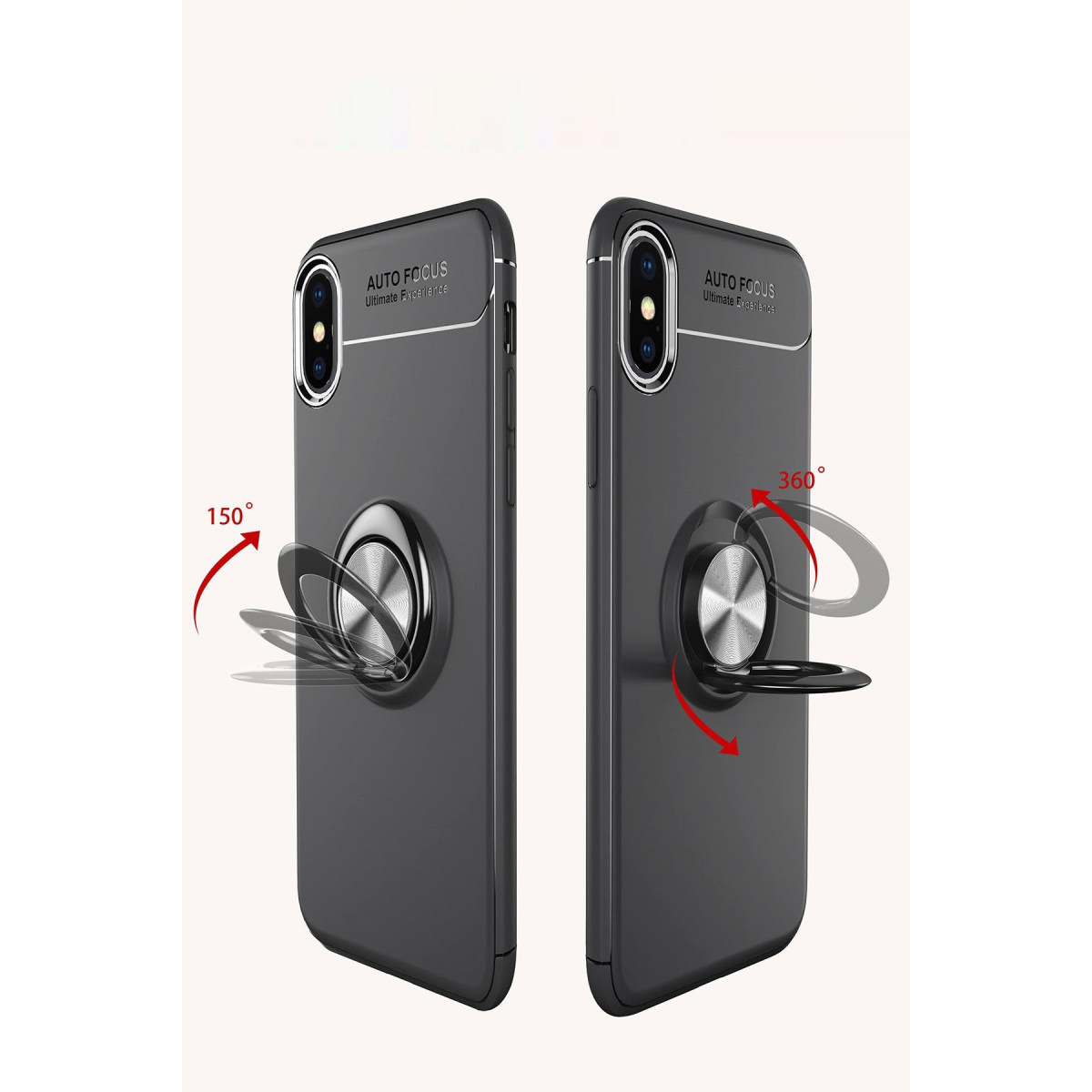 Newface Apple iPhone XS Max Kılıf Range Yüzüklü Silikon - Siyah-Mavi — görsel 10