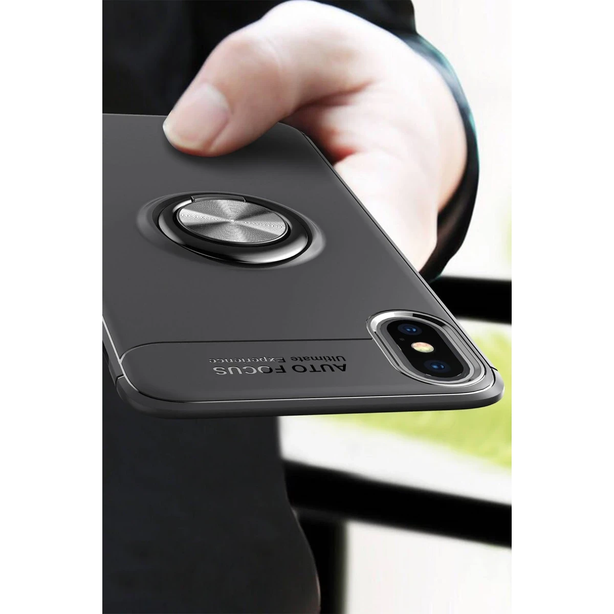 Newface Apple iPhone XS Max Kılıf Range Yüzüklü Silikon - Siyah-Mavi — görsel 7