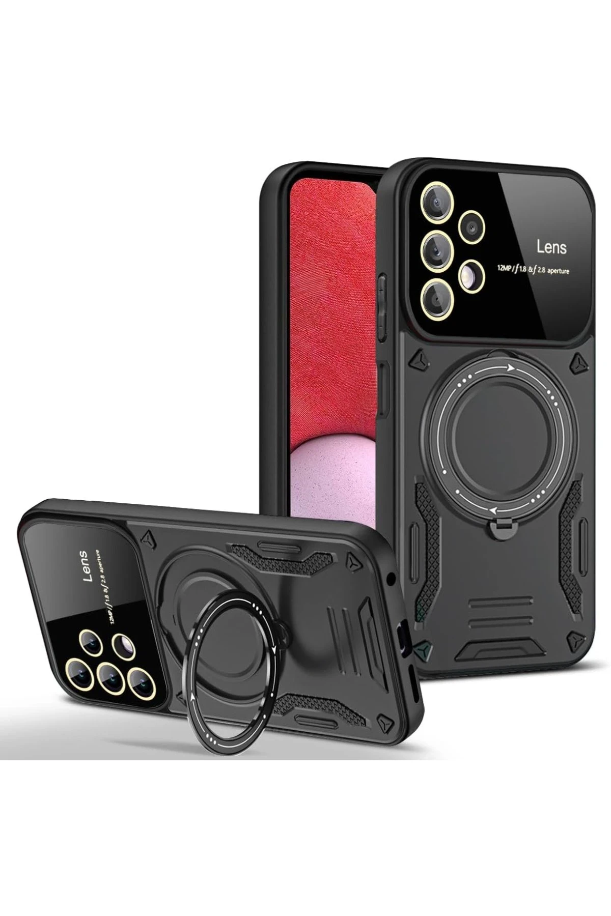 Newface Samsung Galaxy A32 Kılıf Joy Lens Standlı Kapak - Siyah