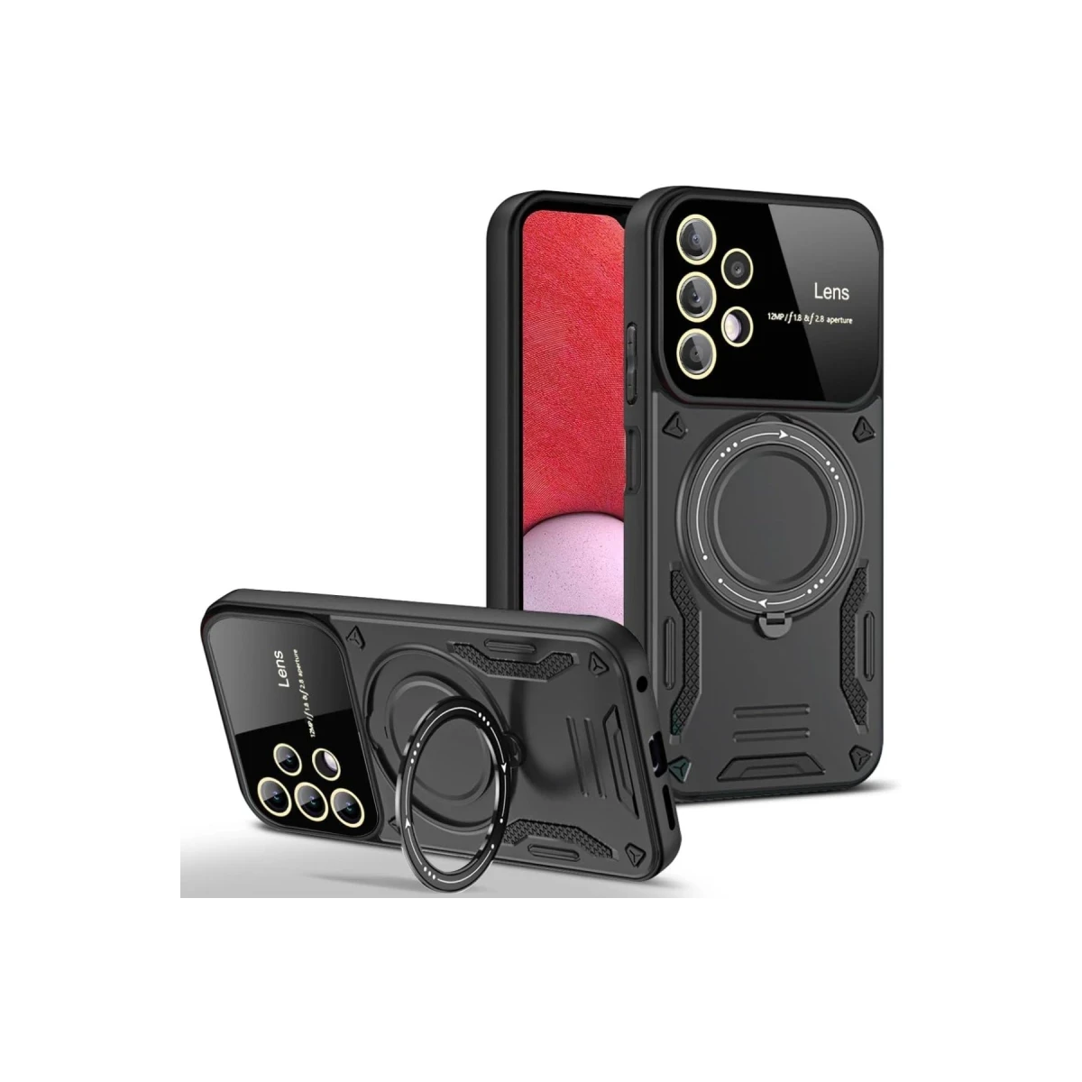 Newface Samsung Galaxy A32 Kılıf Joy Lens Standlı Kapak - Siyah — görsel 2