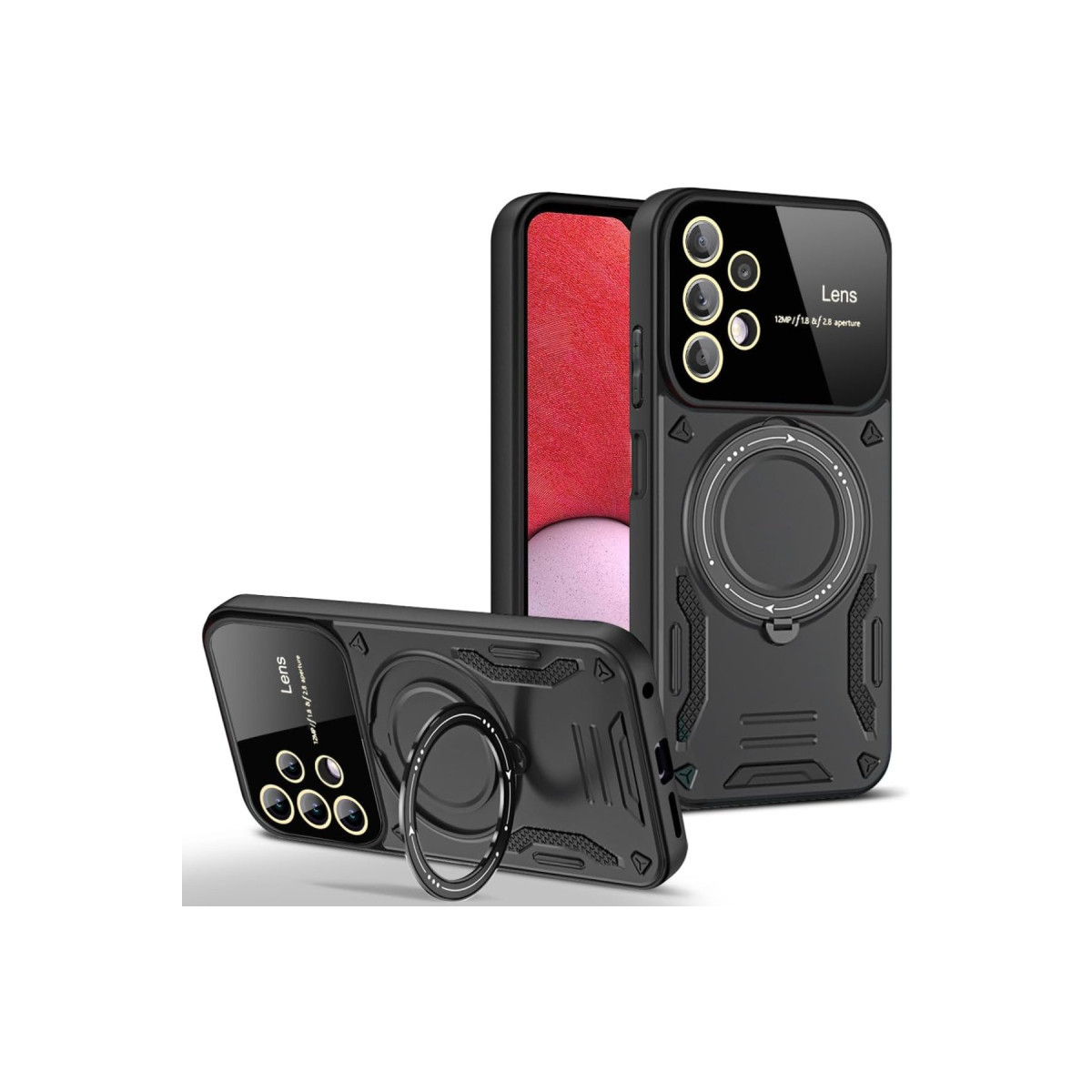 Newface Samsung Galaxy A32 Kılıf Joy Lens Standlı Kapak - Siyah — görsel 3