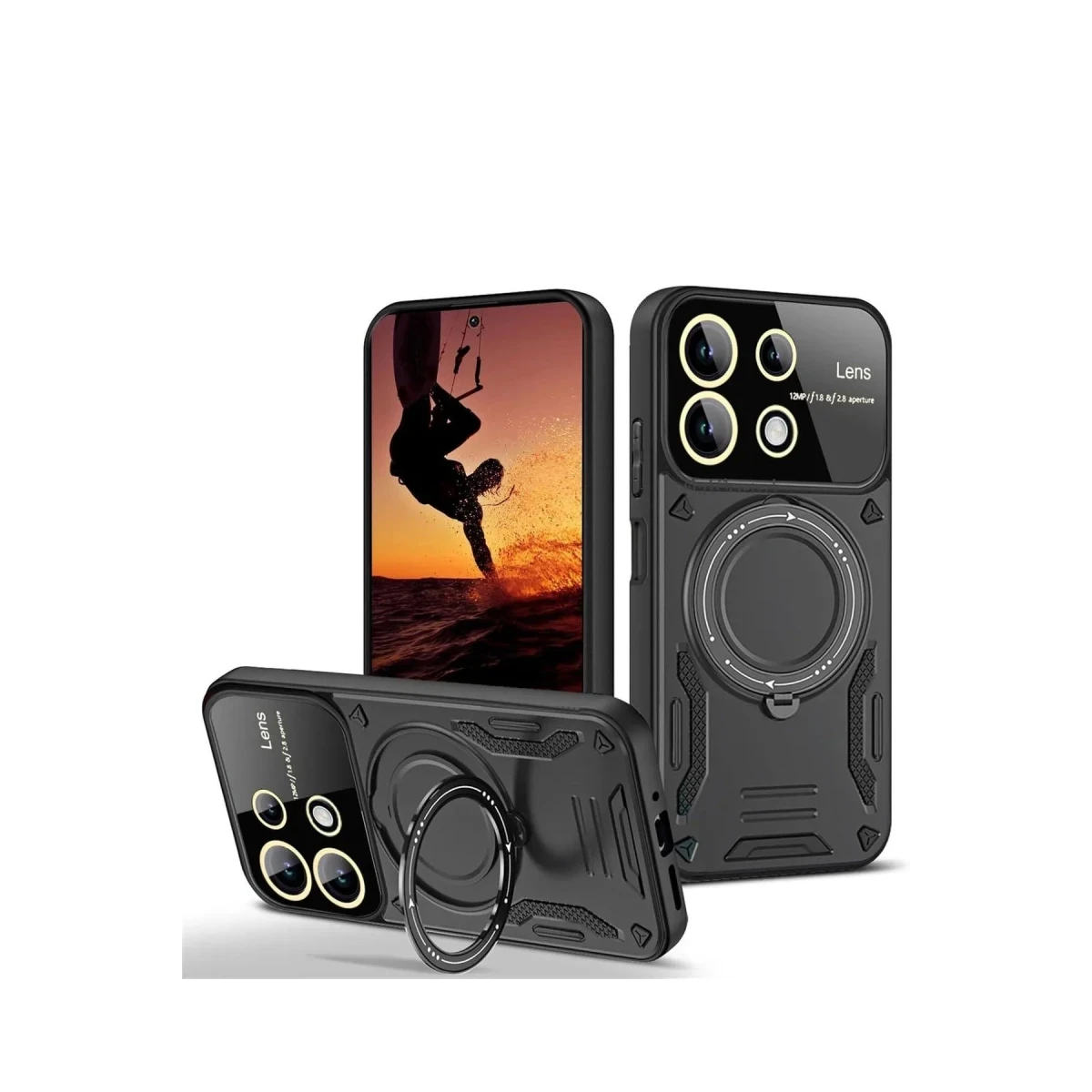 Newface Xiaomi Redmi 13 4G Kılıf Joy Lens Standlı Kapak - Siyah — görsel 3