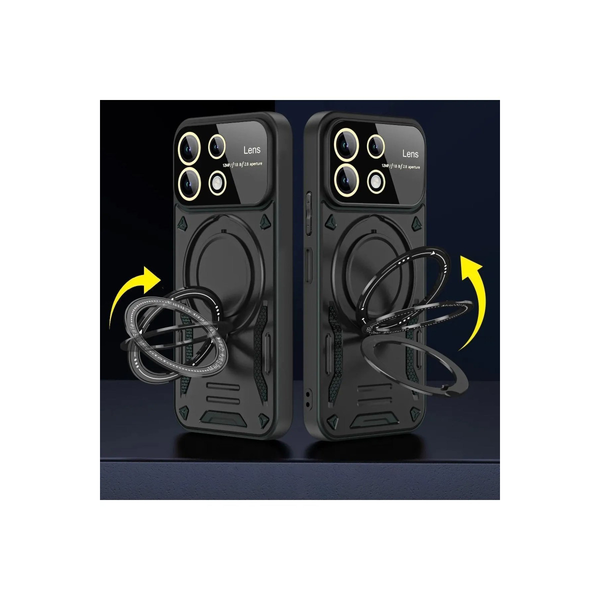 Newface Xiaomi Redmi 13 4G Kılıf Joy Lens Standlı Kapak - Siyah — görsel 6