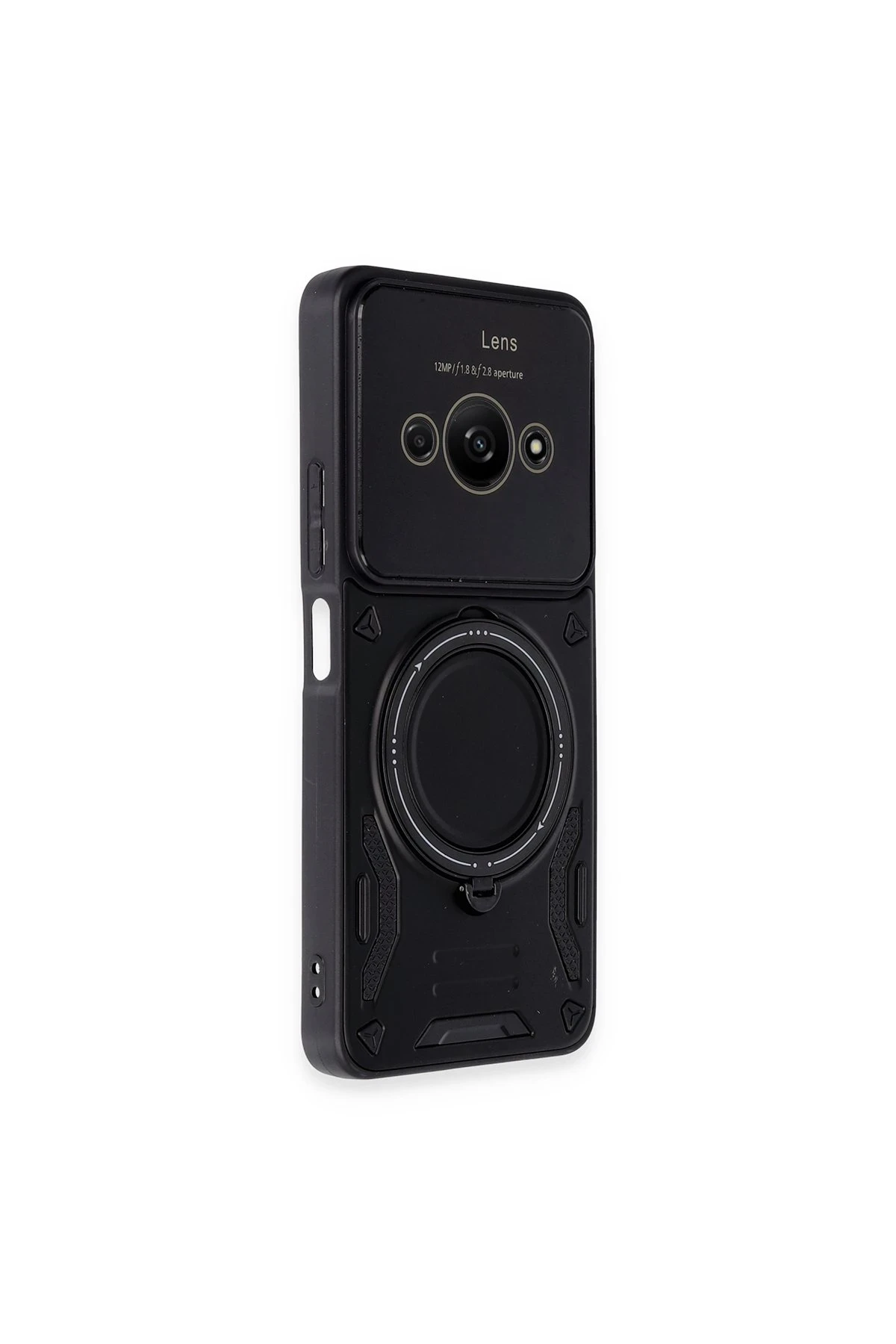 Newface Xiaomi Poco C61 Kılıf Joy Lens Standlı Kapak - Siyah