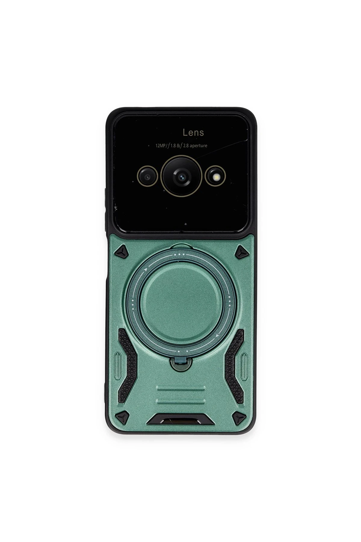 Newface Xiaomi Poco C61 Kılıf Joy Lens Standlı Kapak - Koyu Yeşil