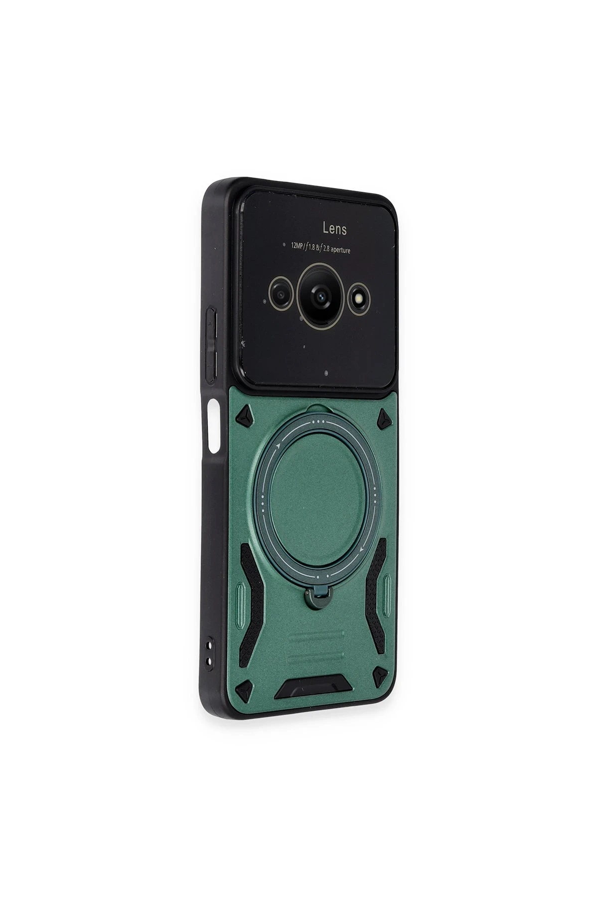 Newface Xiaomi Poco C61 Kılıf Joy Lens Standlı Kapak - Koyu Yeşil