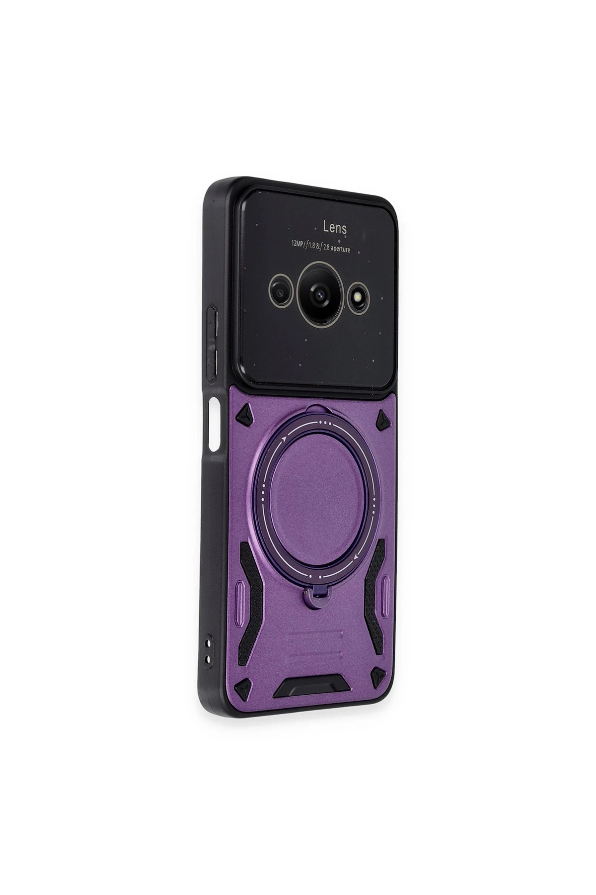 Newface Xiaomi Poco C61 Kılıf Joy Lens Standlı Kapak - Mor