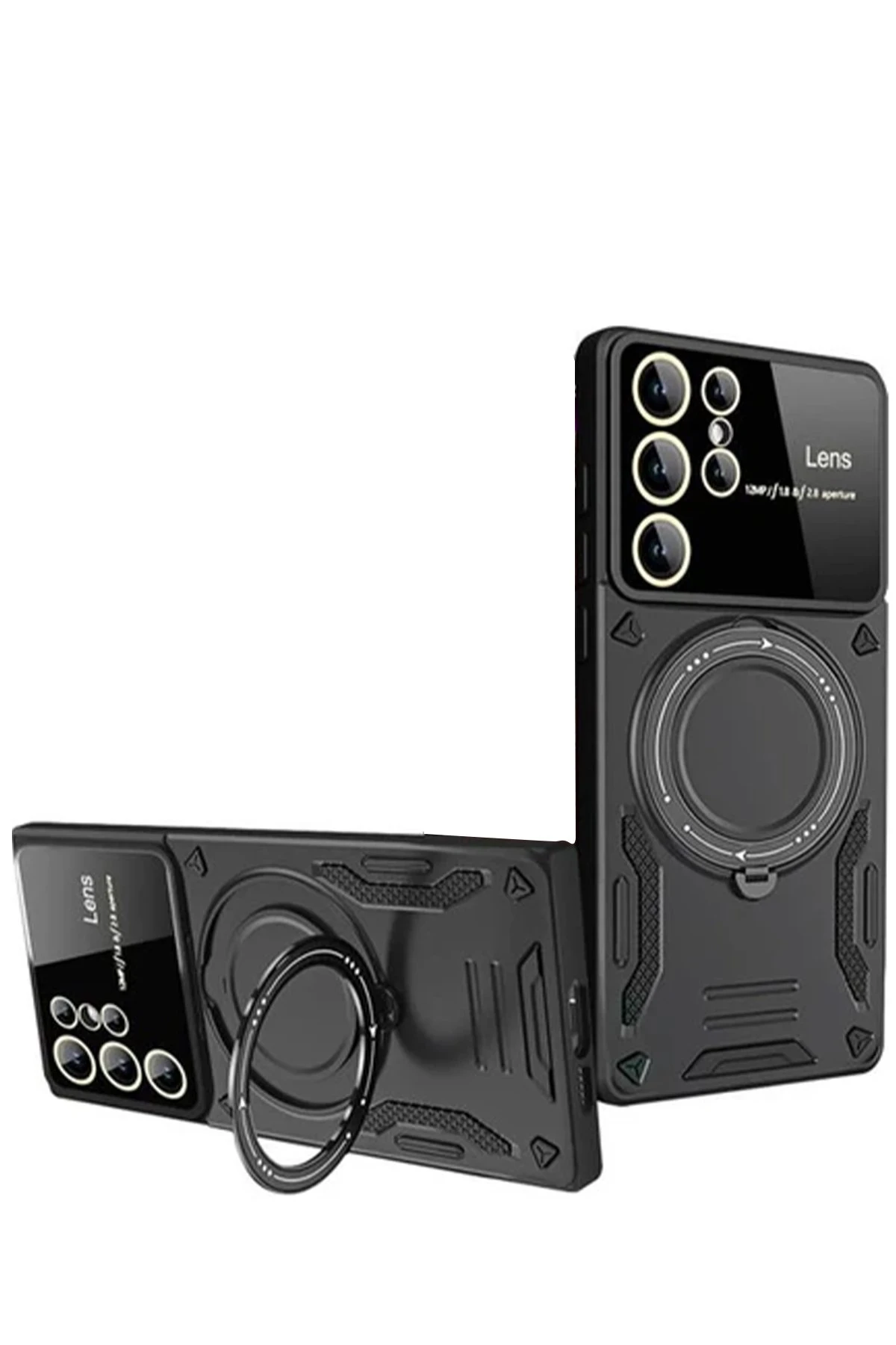Newface Samsung Galaxy S24 Ultra Kılıf Joy Lens Standlı Kapak - Siyah