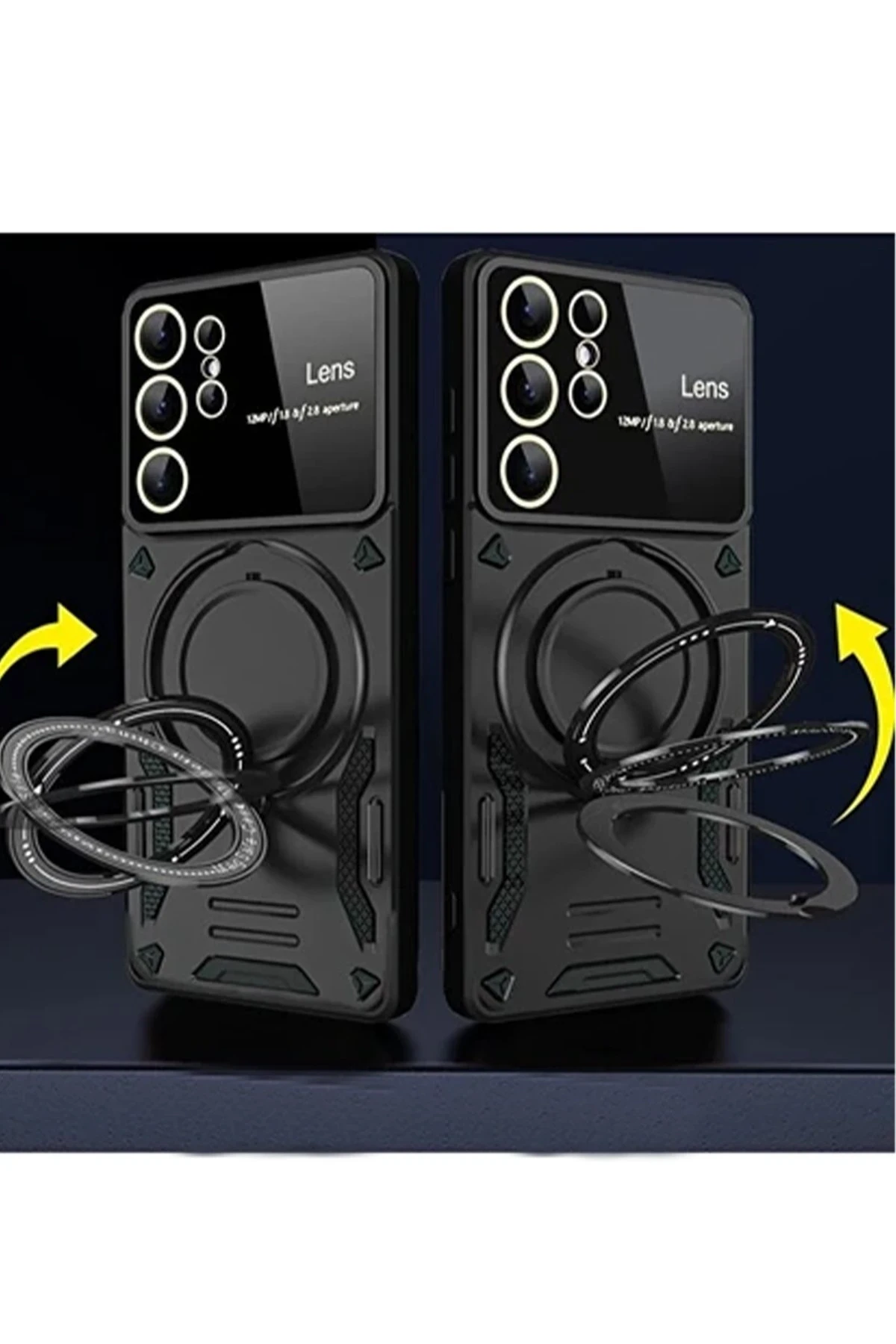 Newface Samsung Galaxy S24 Ultra Kılıf Joy Lens Standlı Kapak - Siyah — görsel 2
