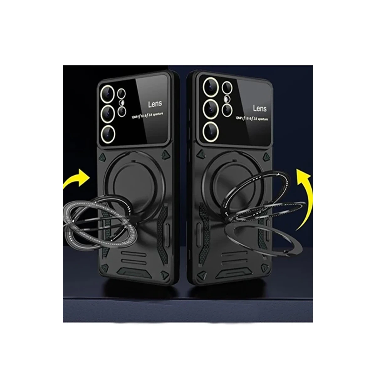 Newface Samsung Galaxy S24 Ultra Kılıf Joy Lens Standlı Kapak - Siyah — görsel 4