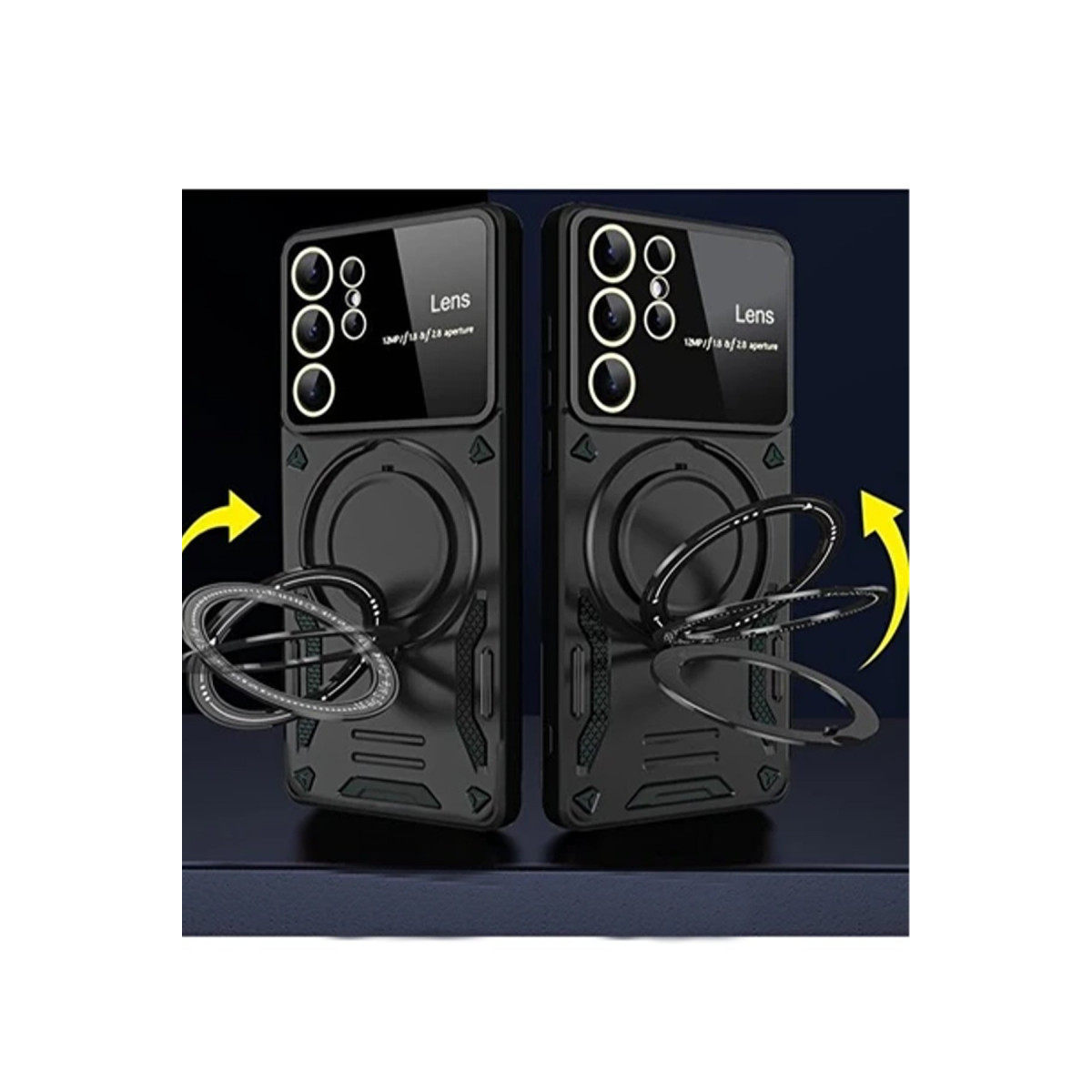 Newface Samsung Galaxy S24 Ultra Kılıf Joy Lens Standlı Kapak - Siyah — görsel 6
