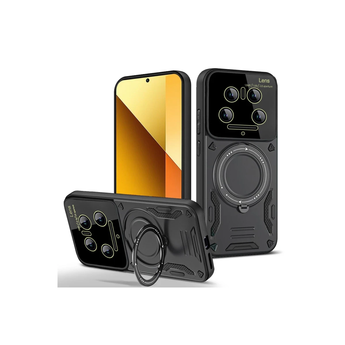 Newface Xiaomi Mi 14 Ultra Kılıf Joy Lens Standlı Kapak - Siyah — görsel 5