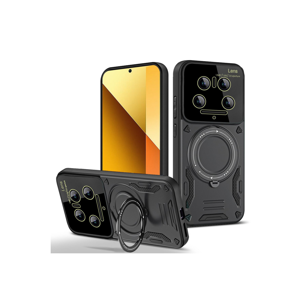 Newface Xiaomi Mi 14 Ultra Kılıf Joy Lens Standlı Kapak - Siyah — görsel 9