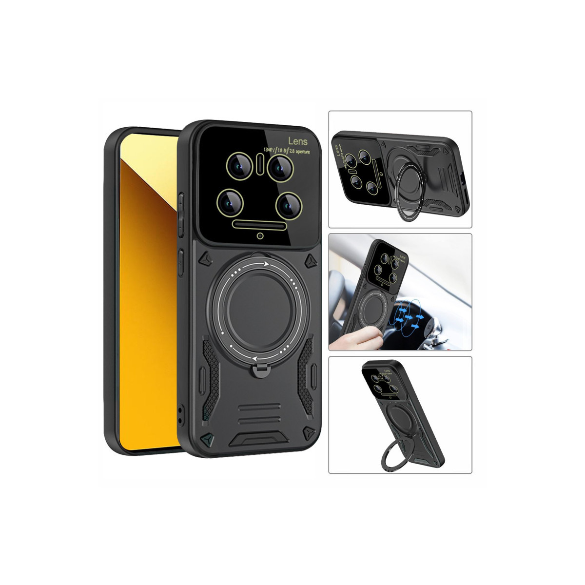 Newface Xiaomi Mi 14 Ultra Kılıf Joy Lens Standlı Kapak - Siyah — görsel 10