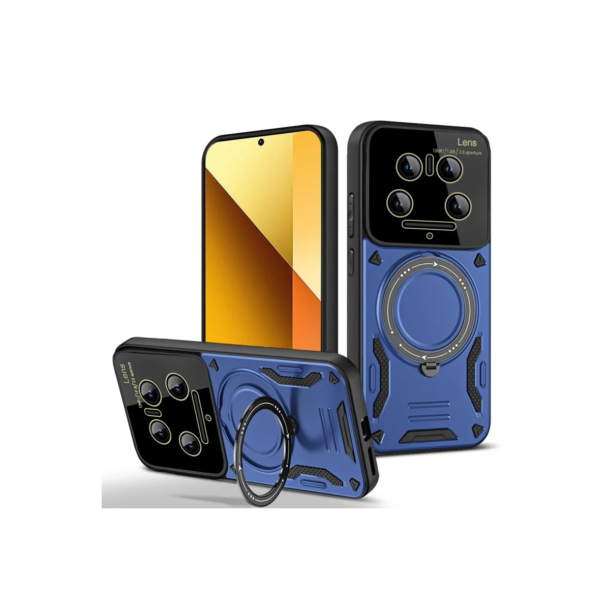 Newface Xiaomi Mi 14 Ultra Kılıf Joy Lens Standlı Kapak - Lacivert