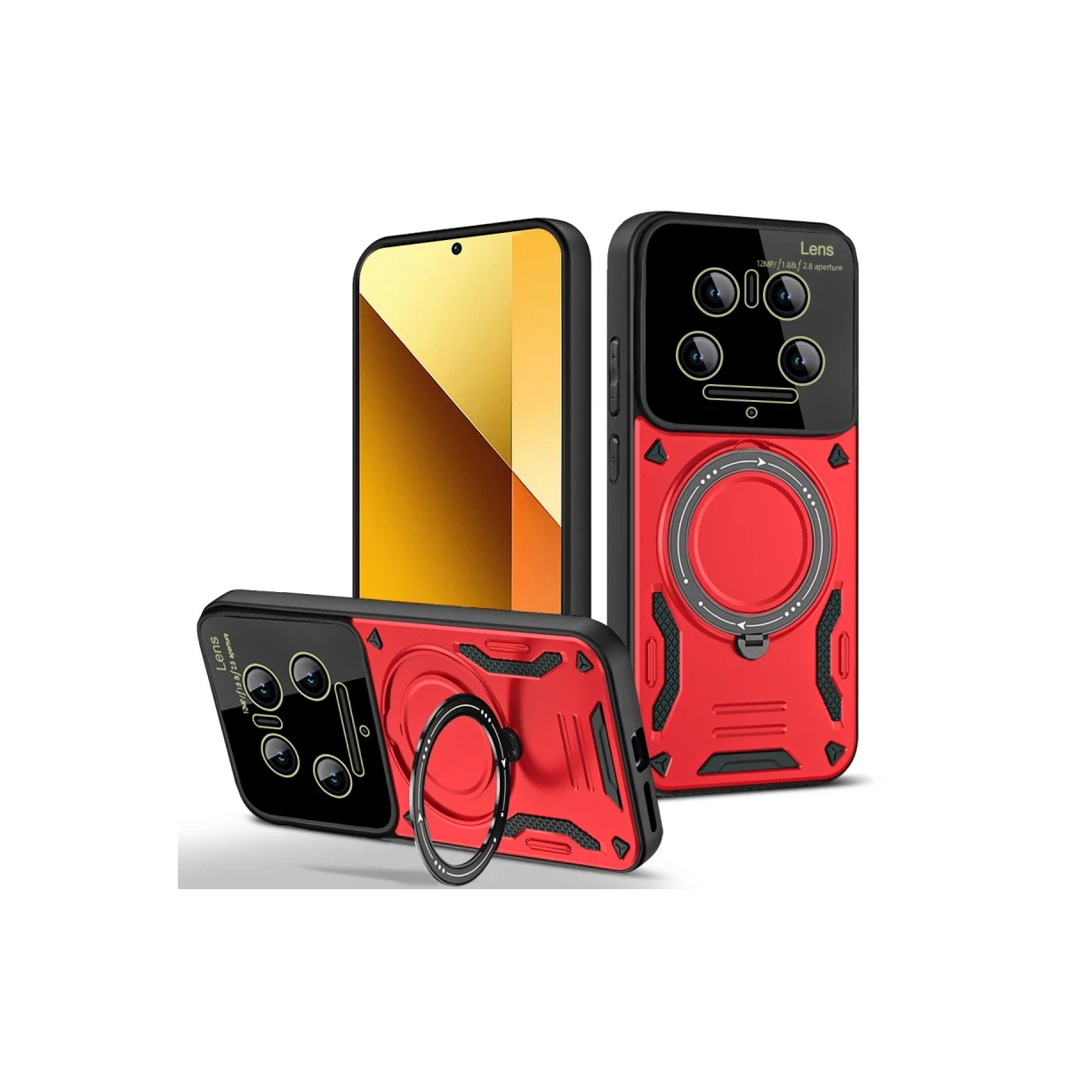 Newface Xiaomi Mi 14 Ultra Kılıf Joy Lens Standlı Kapak - Kırmızı