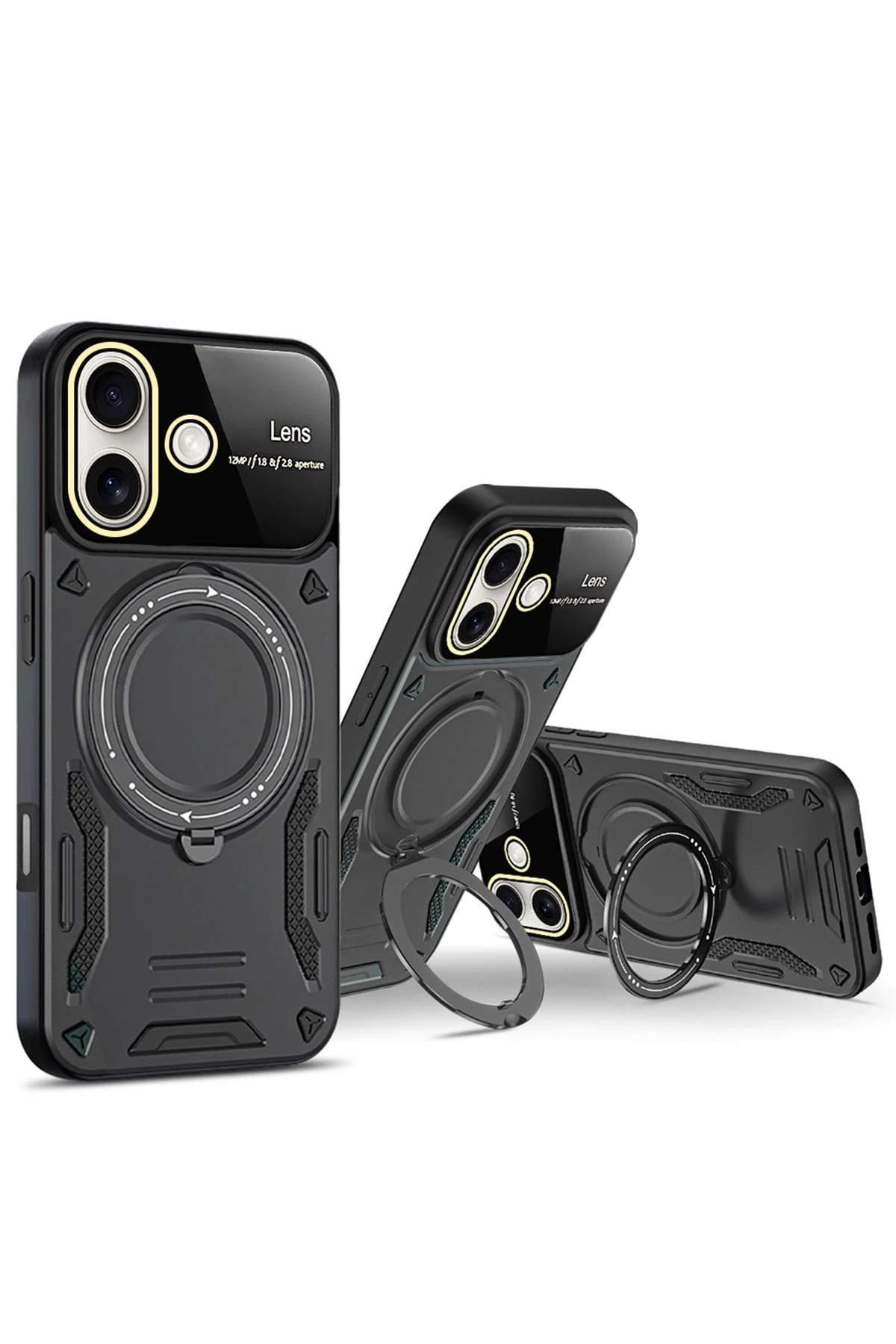 Newface iPhone 16 Kılıf Joy Lens Standlı Kapak - Koyu Yeşil