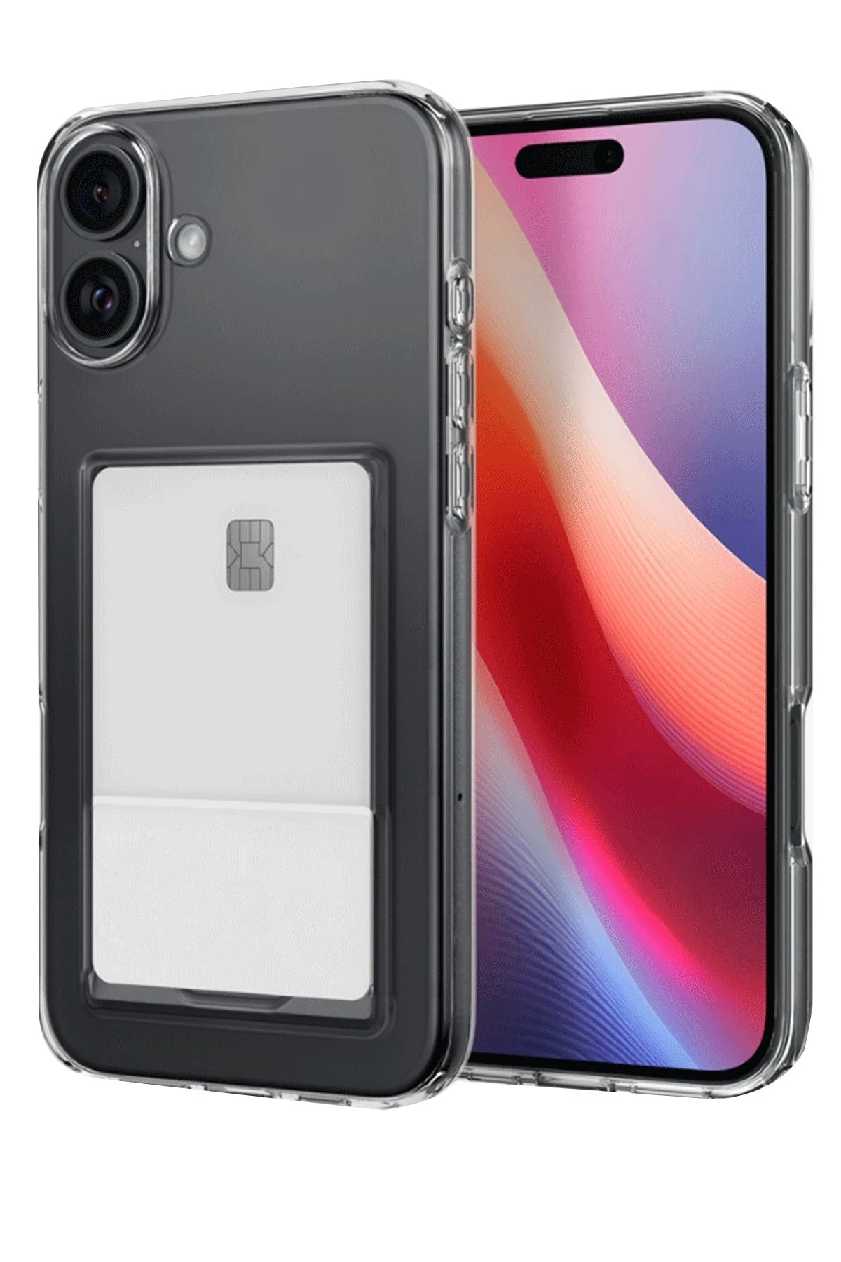 Newface iPhone 16 Kılıf Kart Şeffaf Silikon - Şeffaf