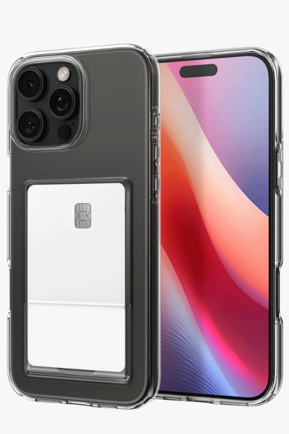 Newface iPhone 16 Pro Max Kılıf Kart Şeffaf Silikon - Şeffaf