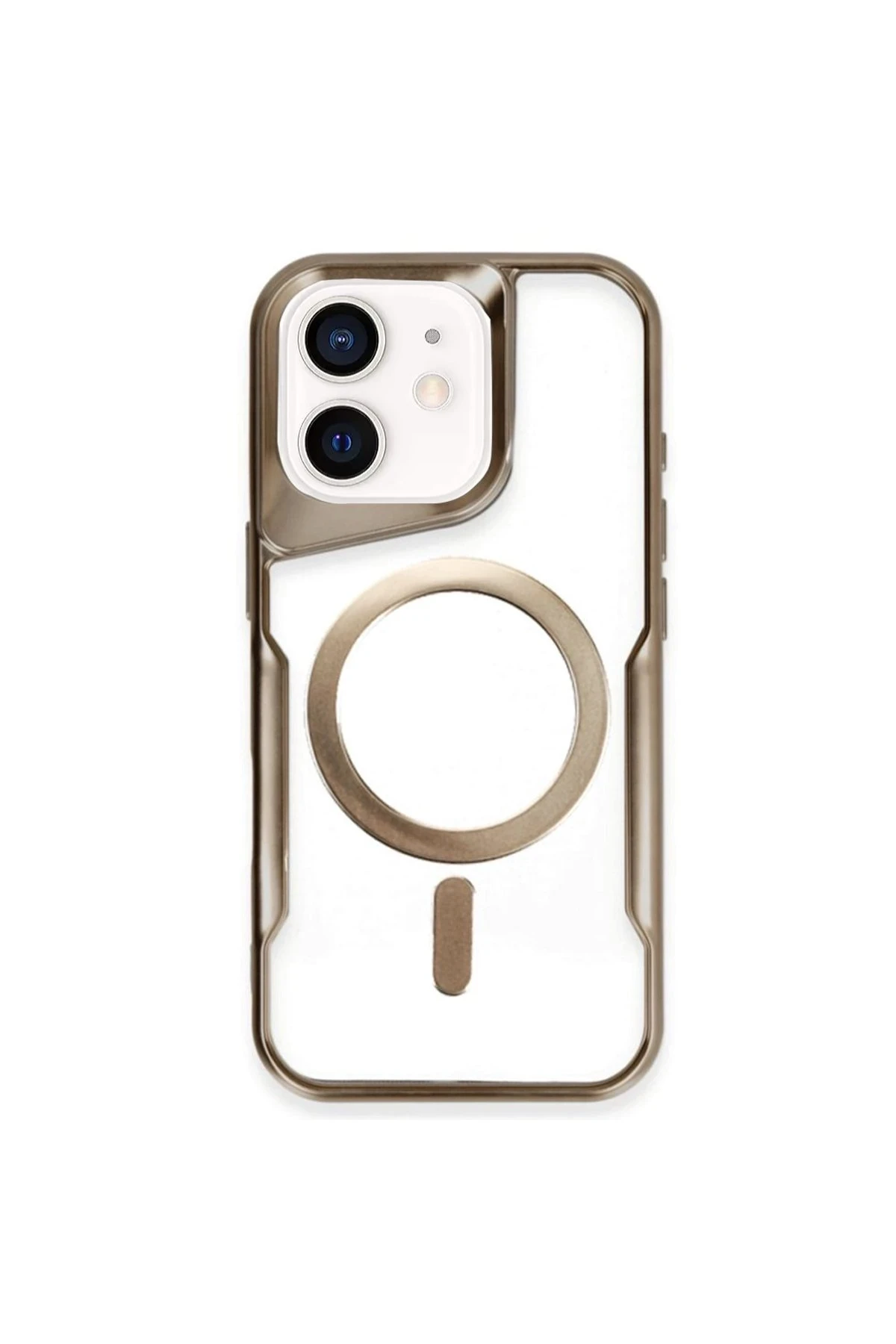 Newface iPhone 12 Kılıf Boyi Magsafe Silikon Kapak - Kahverengi