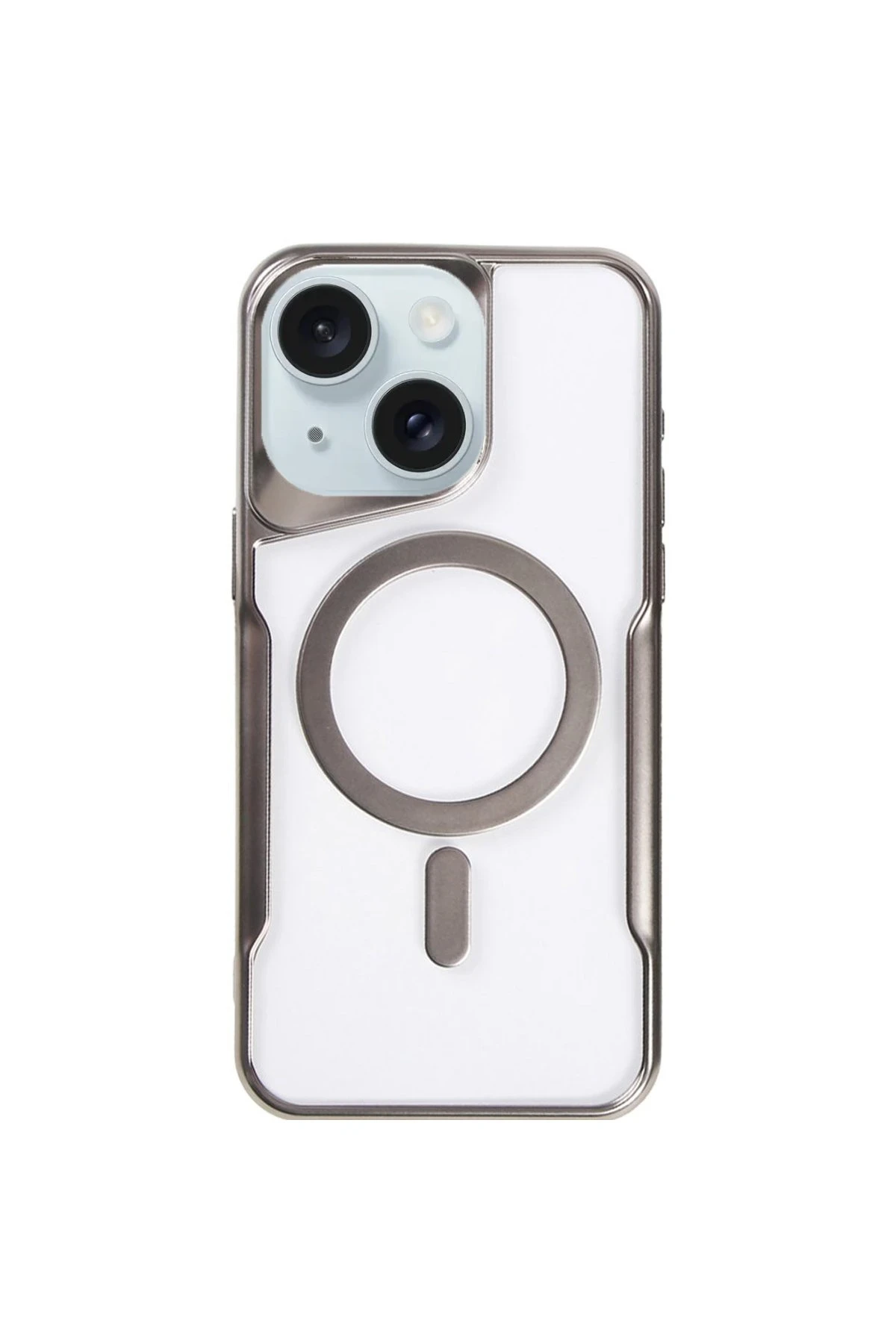 Newface Apple iPhone 15 Kılıf Boyi Magsafe Silikon Kapak - Titan Gri