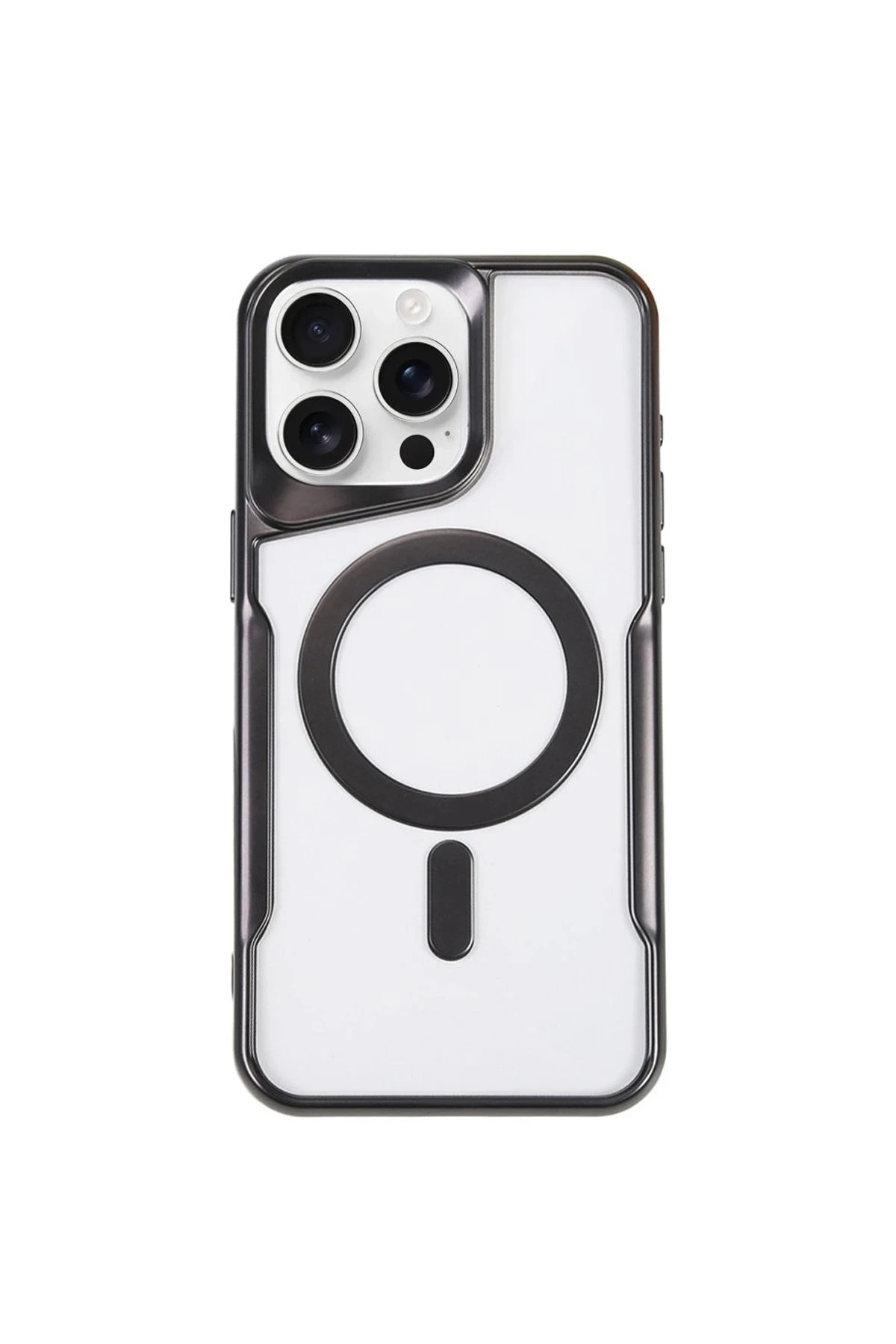 Newface iPhone 15 Pro Kılıf Boyi Magsafe Silikon Kapak - Siyah