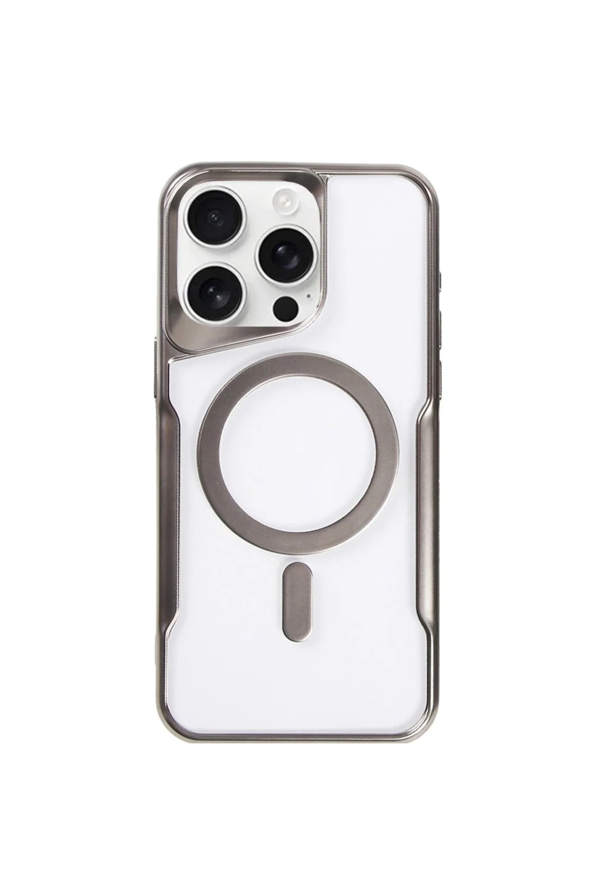 Newface iPhone 15 Pro Kılıf Boyi Magsafe Silikon Kapak - Titan Gri