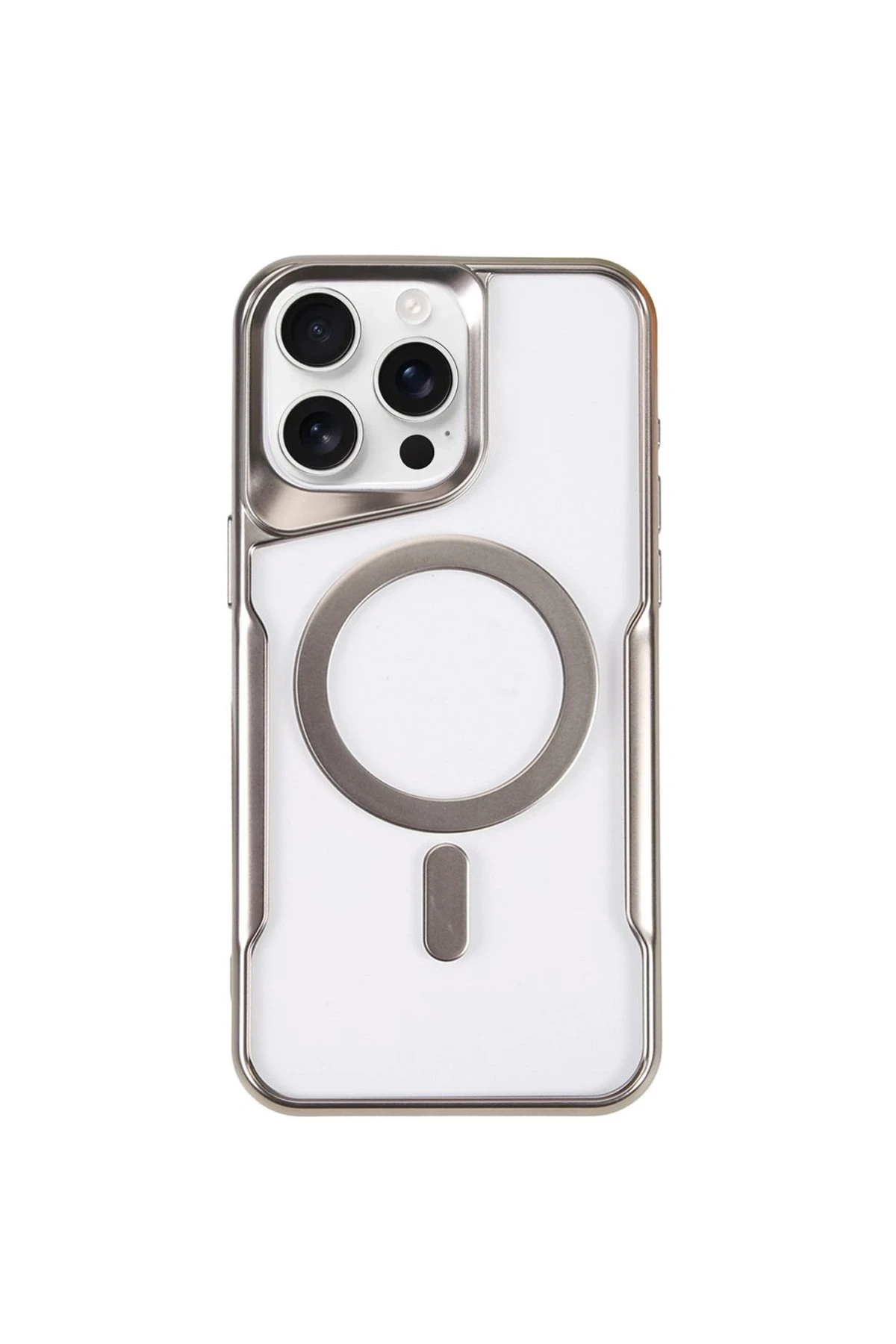 Newface iPhone 15 Pro Max Kılıf Boyi Magsafe Silikon Kapak - Gümüş