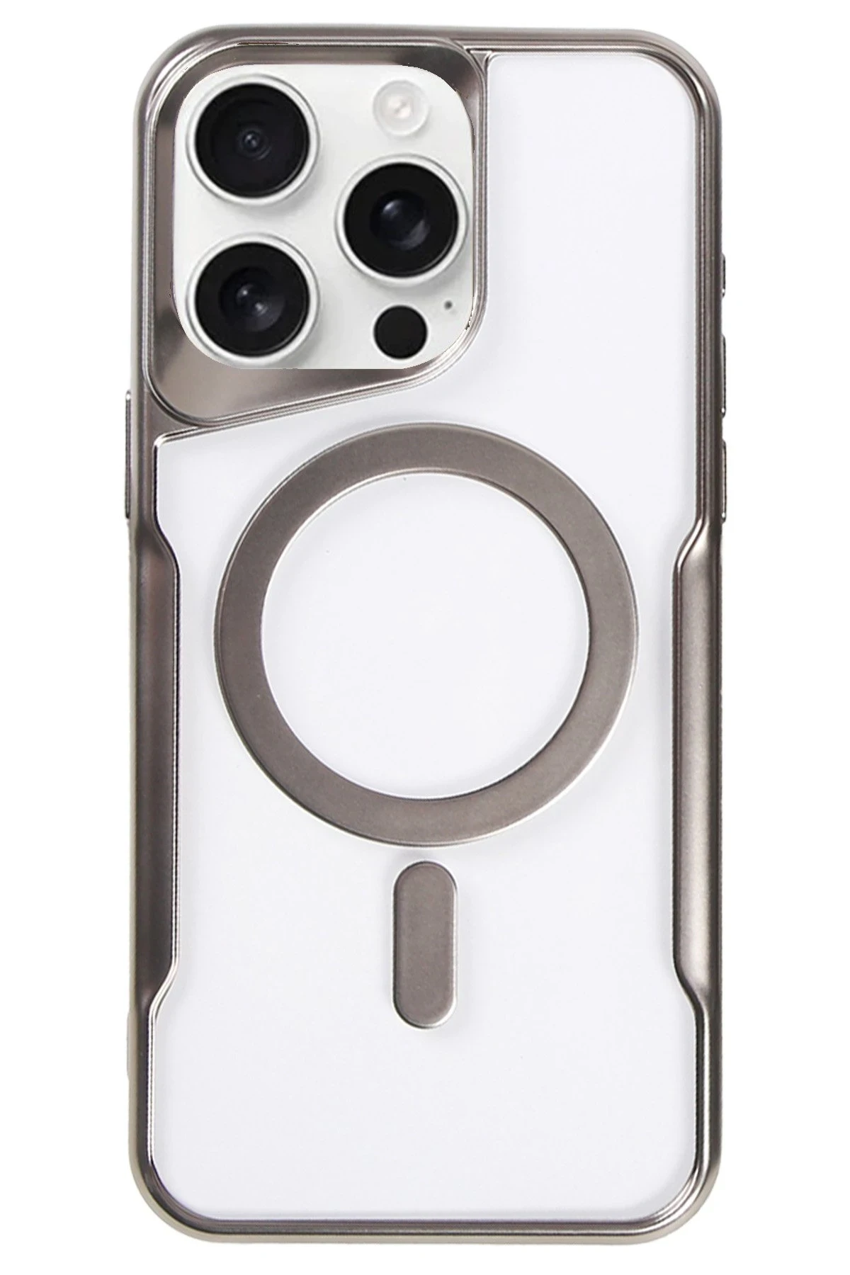 Newface iPhone 16 Pro Kılıf Boyi Magsafe Silikon Kapak - Titan Gri