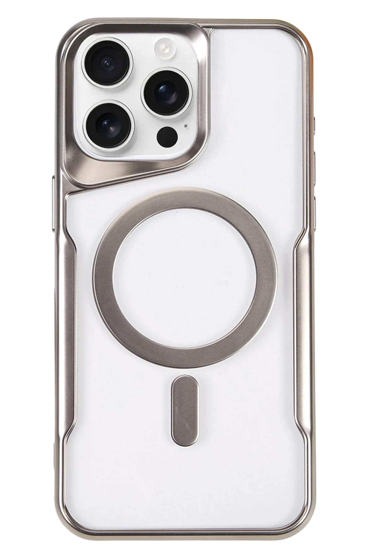 Newface iPhone 16 Pro Max Kılıf Boyi Magsafe Silikon Kapak - Gümüş
