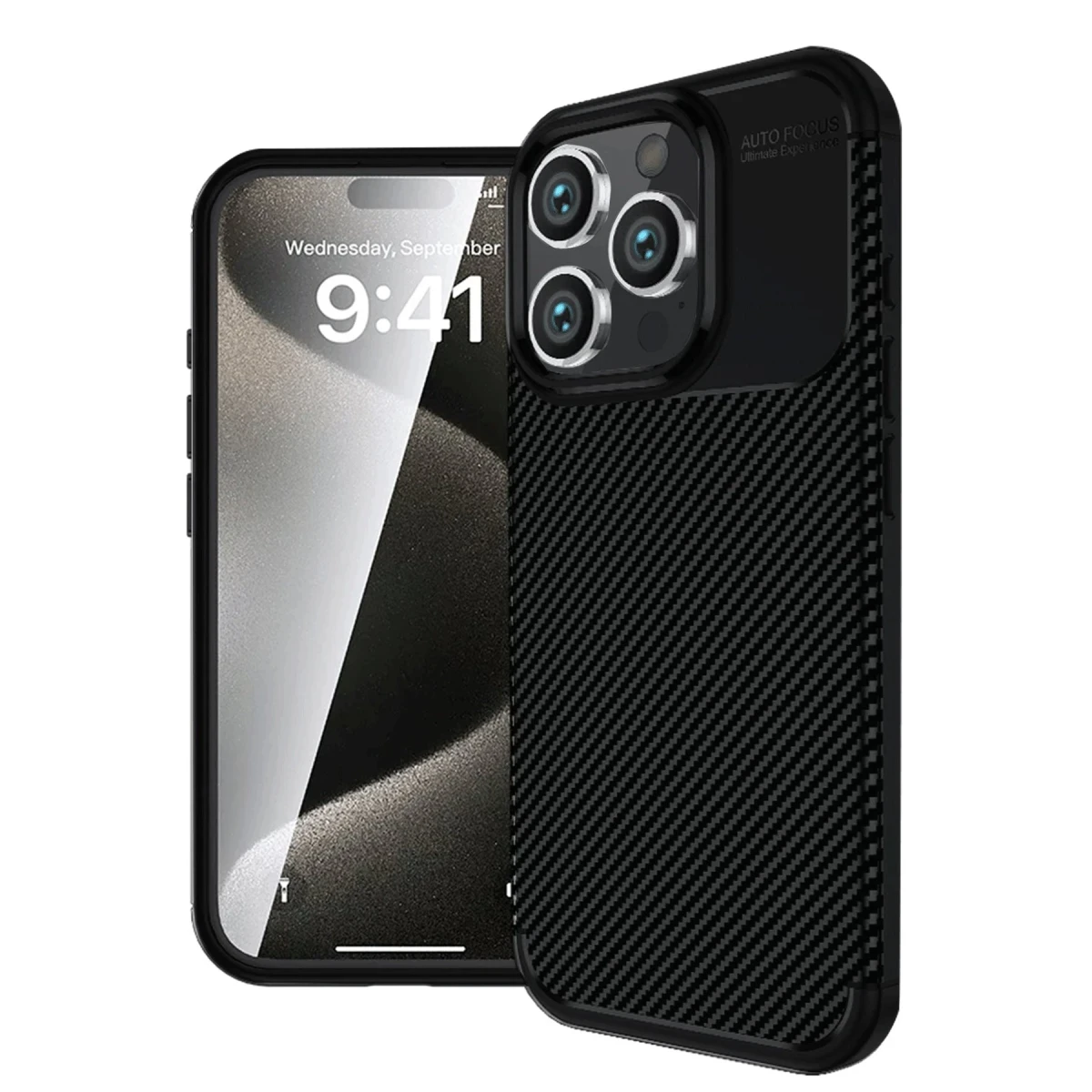 Newface Apple iPhone 16 Pro Max Kılıf Auto Focus Karbon Kapak - Siyah — görsel 6