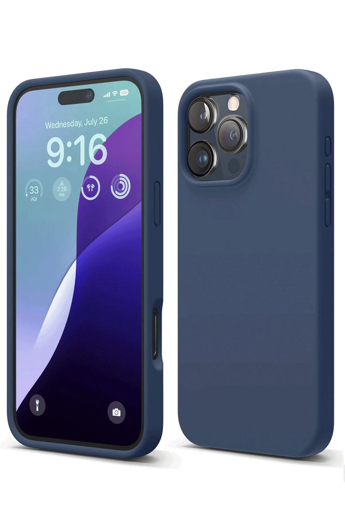 Newface iPhone 16 Pro Max Kılıf Nano içi Kadife Silikon - Lacivert