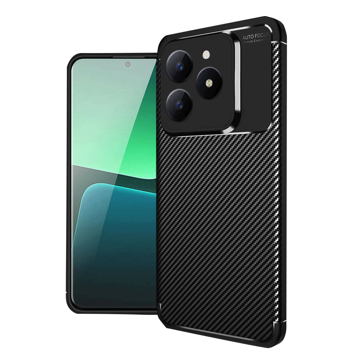 Newface Realme C61 Kılıf Auto Focus Karbon Kapak - Siyah — görsel 5