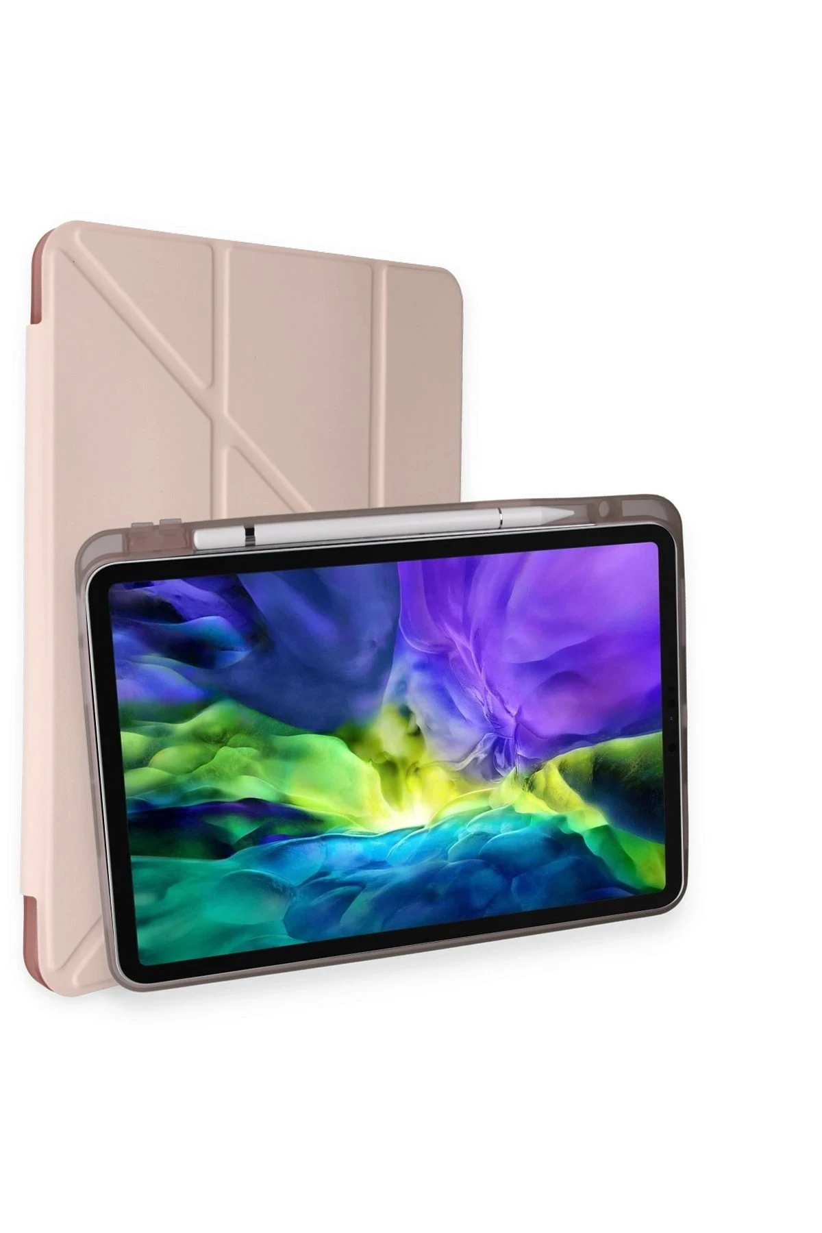 Newface iPad Pro 11 (2024) Kılıf Kalemlikli Mars Tablet Kılıfı - Rose Gold