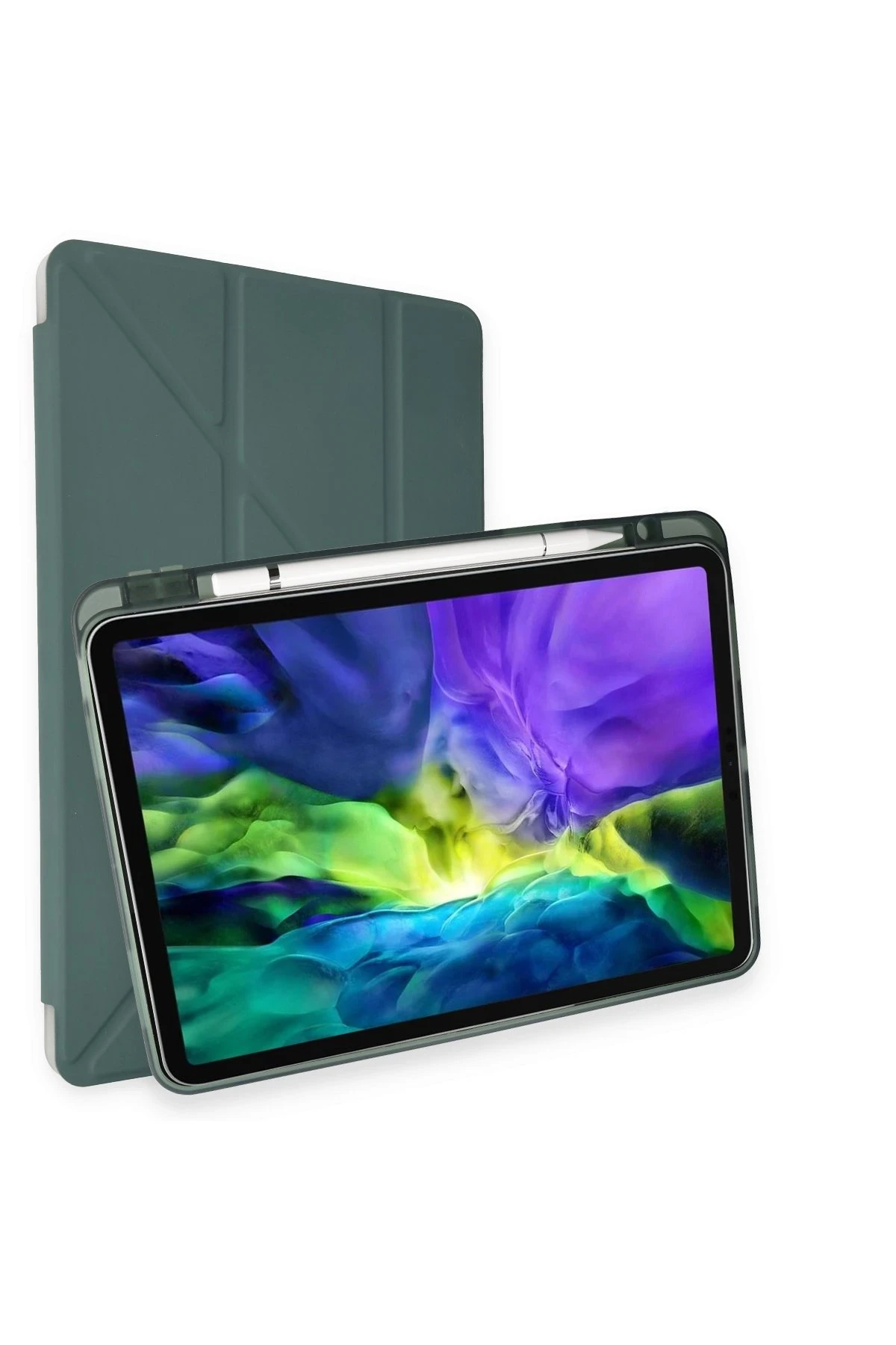 Newface iPad Pro 11 (2024) Kılıf Kalemlikli Mars Tablet Kılıfı - Koyu Yeşil