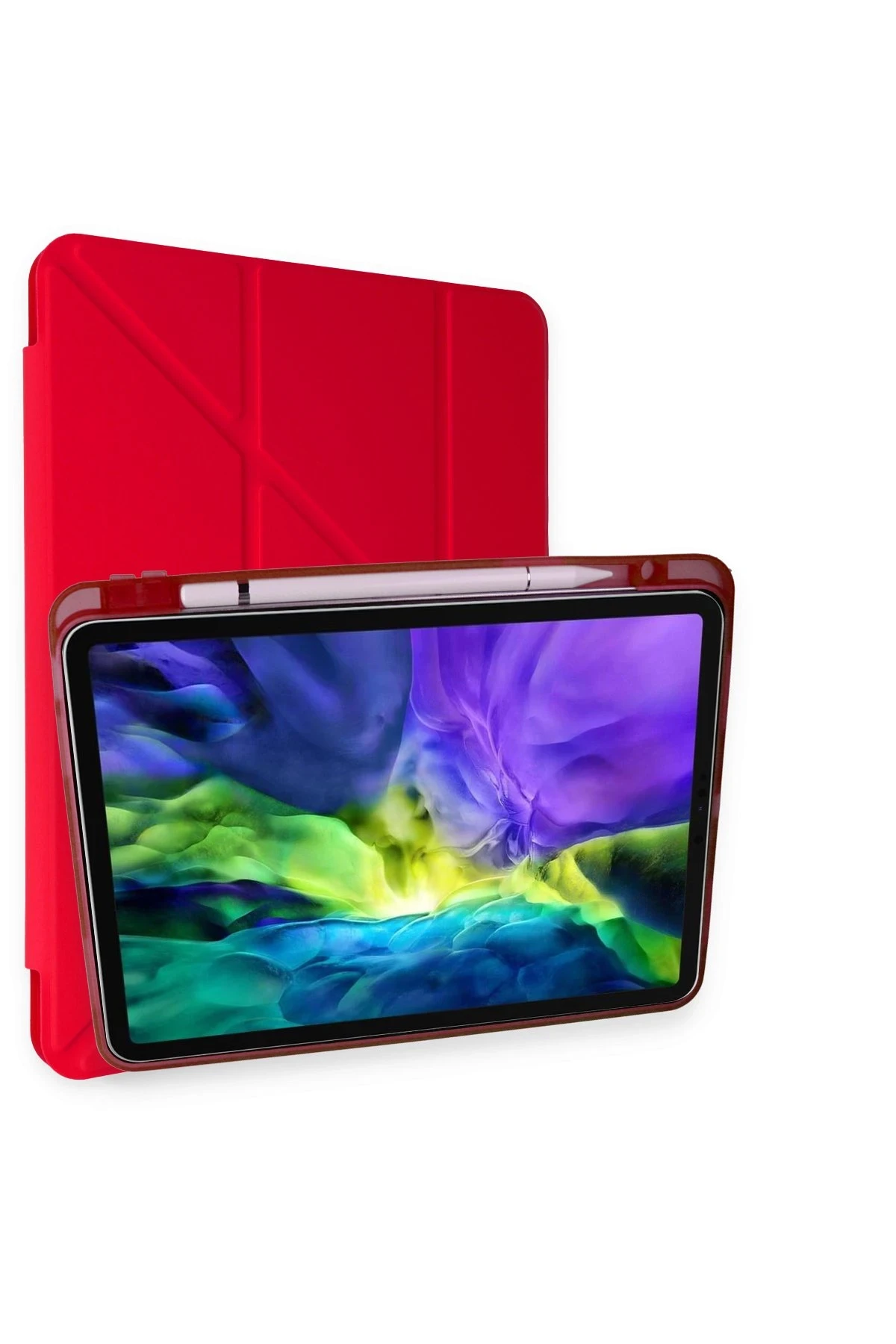Newface iPad Pro 11 (2024) Kılıf Kalemlikli Mars Tablet Kılıfı - Kırmızı
