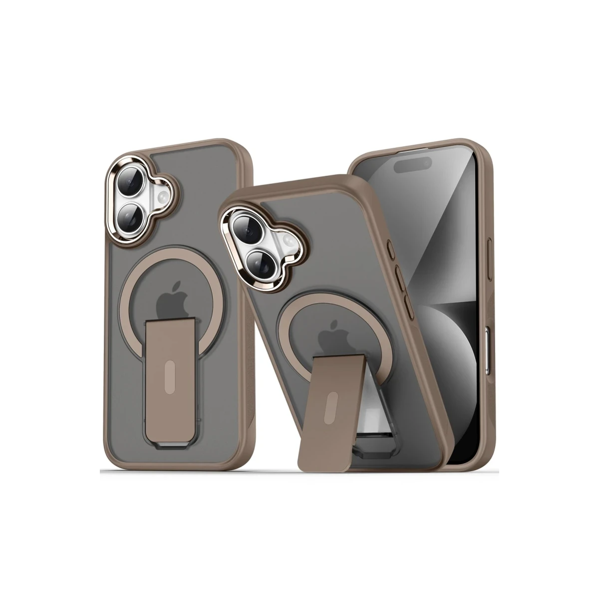 Newface Apple iPhone 16 Plus Kılıf Tork Magsafe Standlı Kapak - Gold — görsel 4