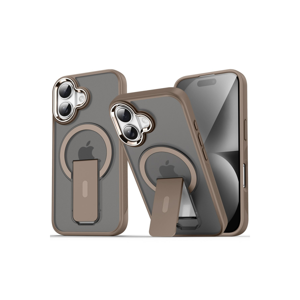 Newface Apple iPhone 16 Plus Kılıf Tork Magsafe Standlı Kapak - Gold — görsel 7