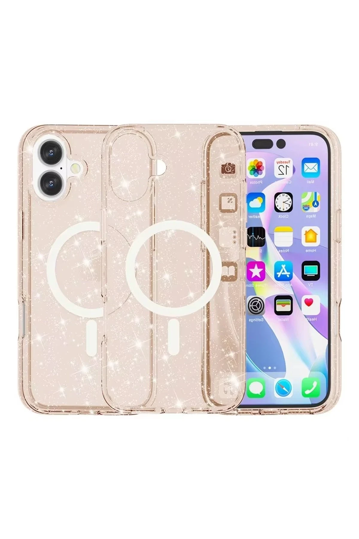 Newface iPhone 16 Plus Kılıf Glow Magsafe Kapak - Turuncu