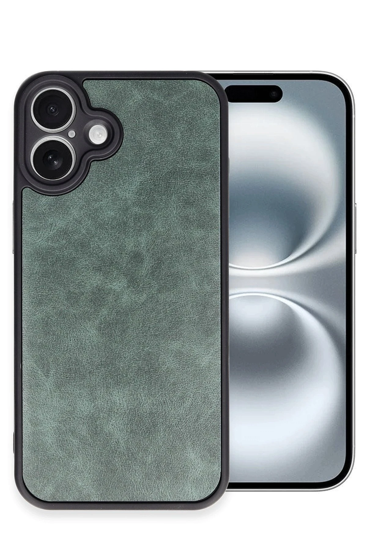 Newface iPhone 16 Plus Kılıf Aras Deri Kapak - Koyu Yeşil