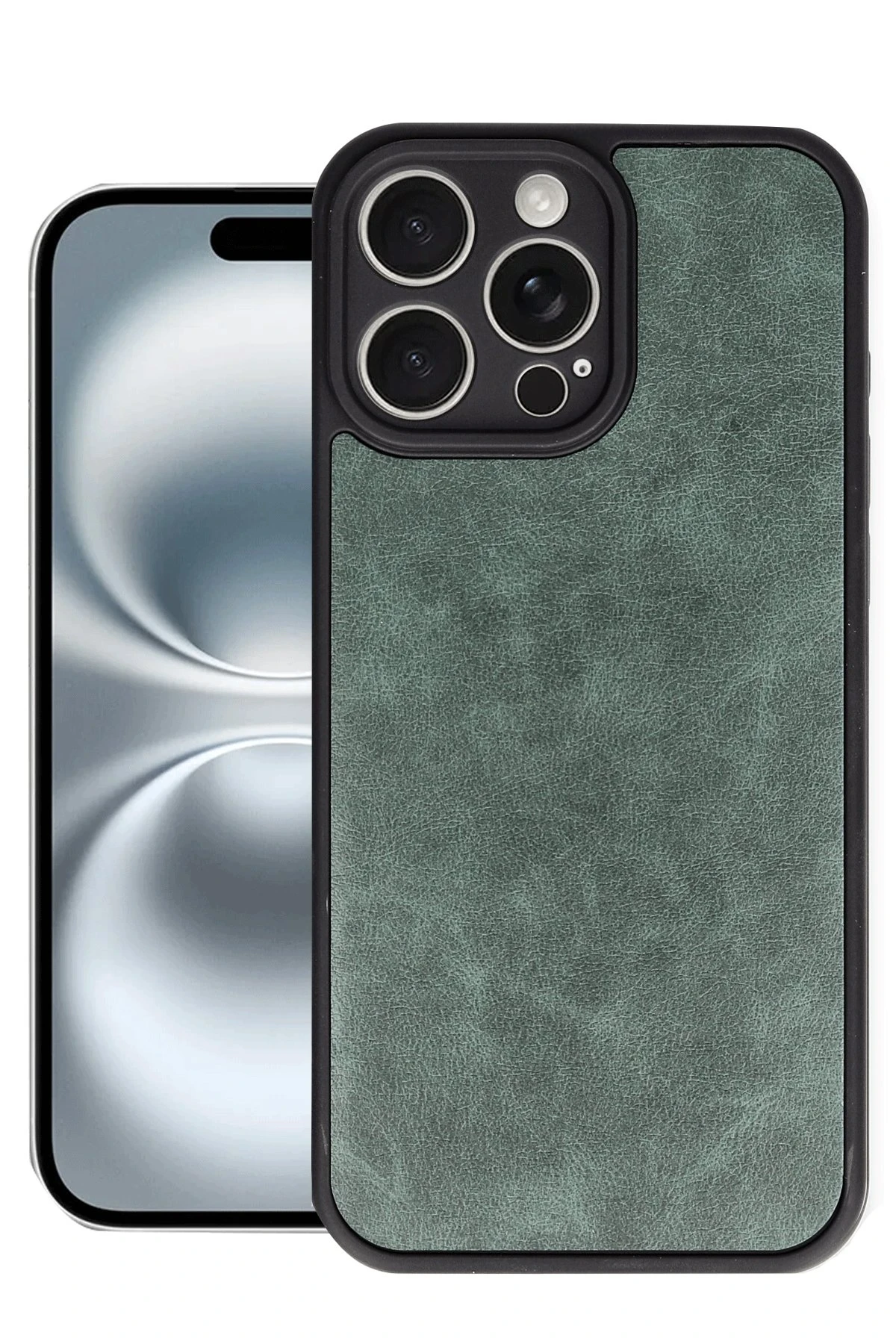 Newface iPhone 16 Pro Max Kılıf Aras Deri Kapak - Koyu Yeşil