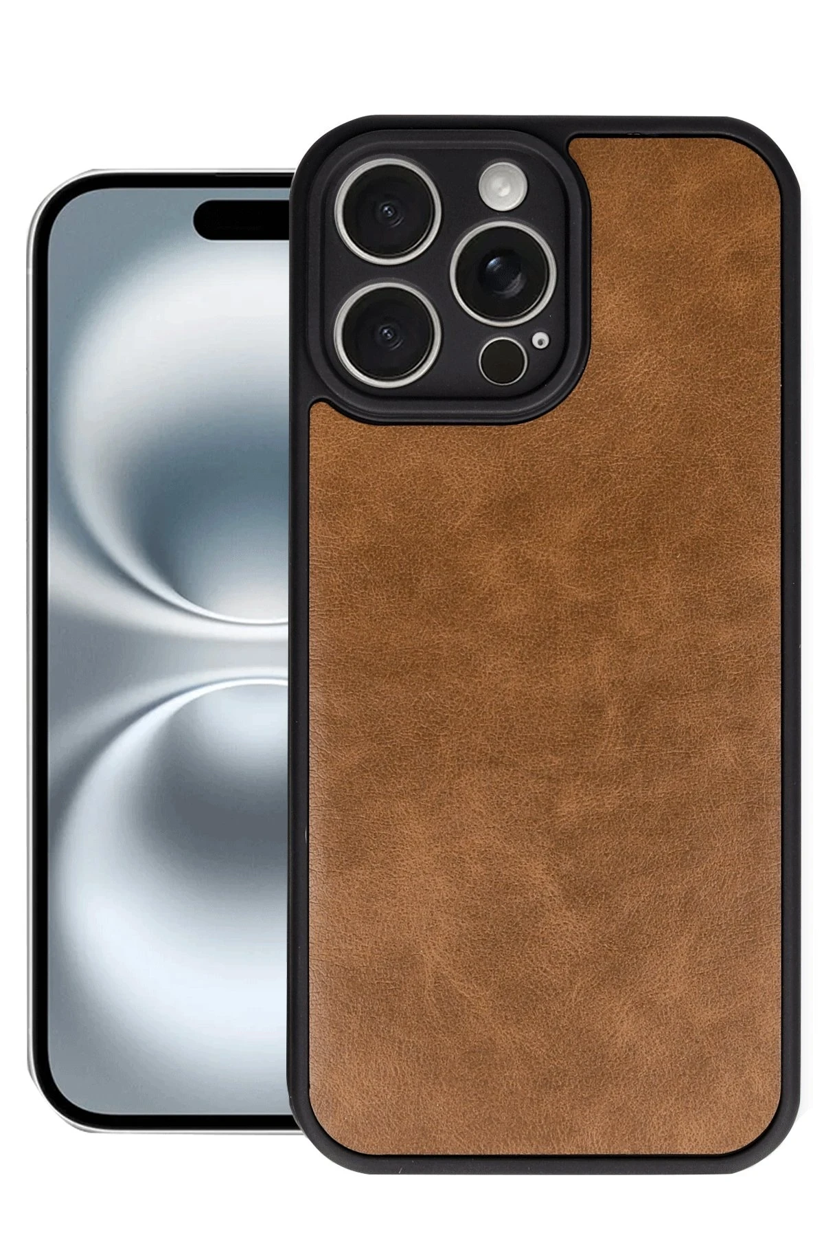 Newface iPhone 16 Pro Max Kılıf Aras Deri Kapak - Taba