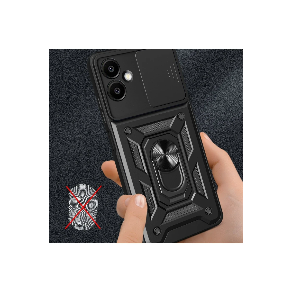 Newface Samsung Galaxy A06 Kılıf Pars Lens Yüzüklü Silikon - Siyah — görsel 5