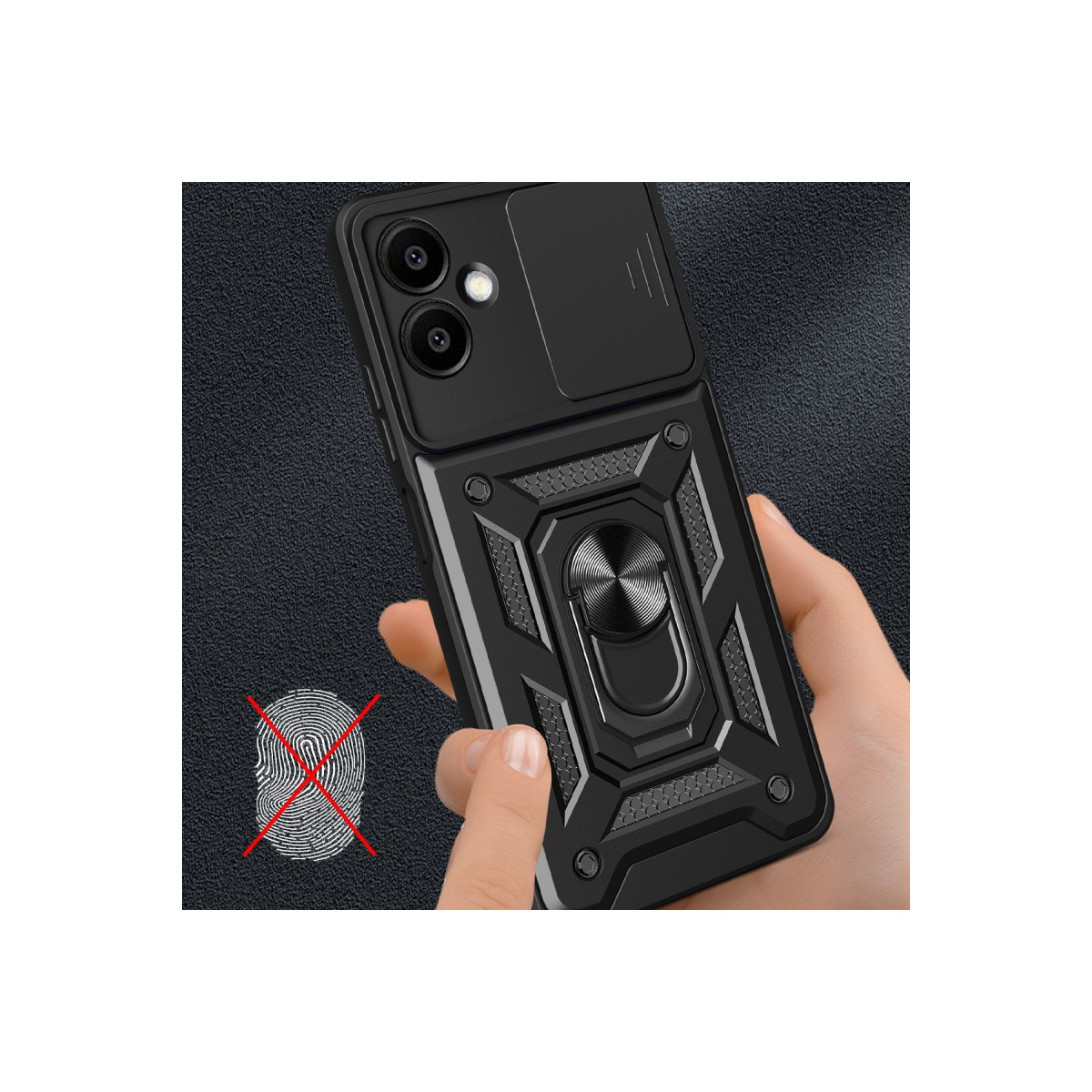 Newface Samsung Galaxy A06 Kılıf Pars Lens Yüzüklü Silikon - Siyah — görsel 8