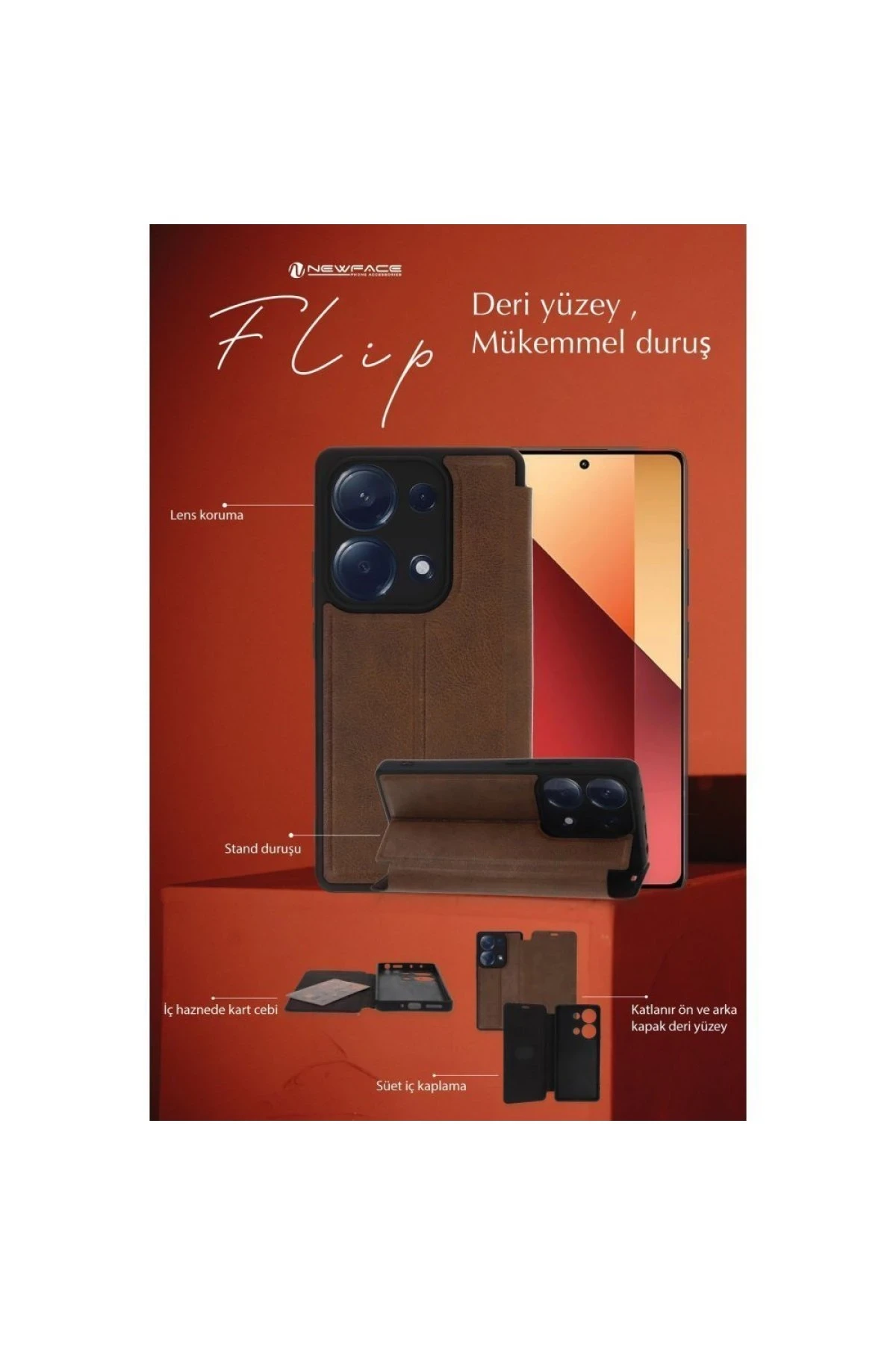 Newface Apple iPhone 15 Kılıf Flip Cover - Siyah — görsel 2