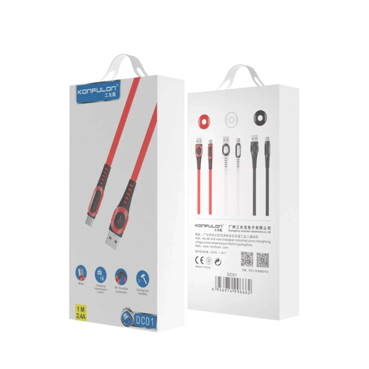 Konfulon DC01 Süper Hızlı Micro USB Kablo 1M 2.4A - Siyah — görsel 4